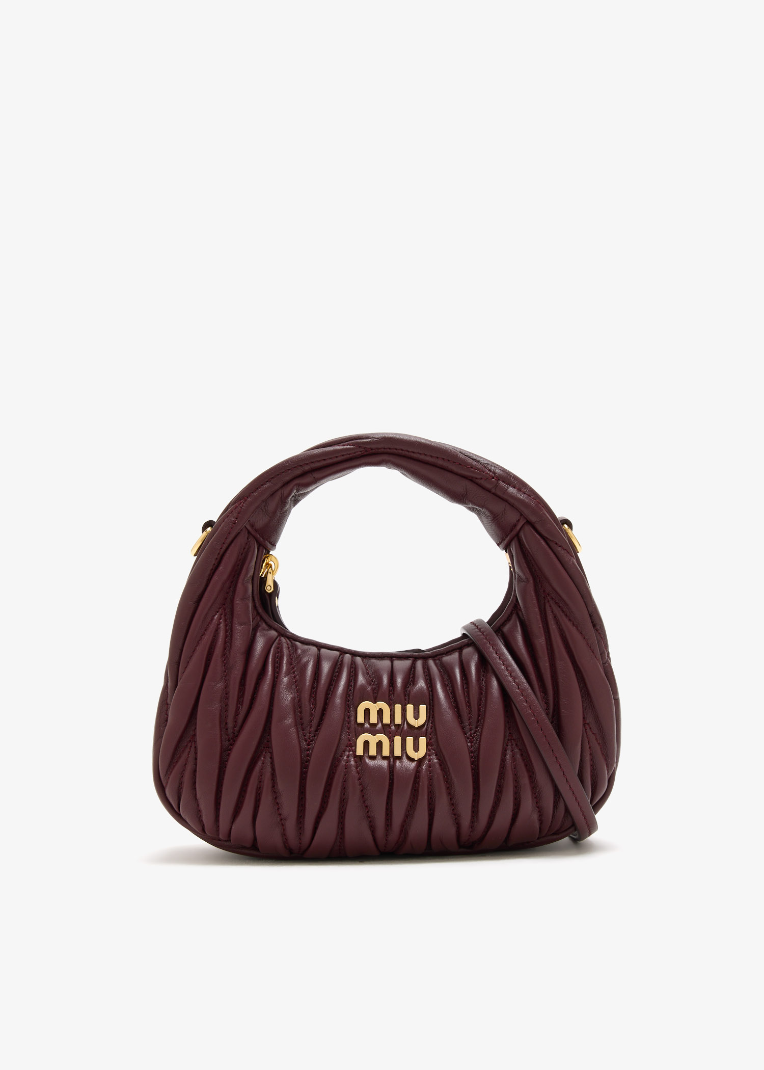 

Wander matelassé hobo mini bag, Burgundy
