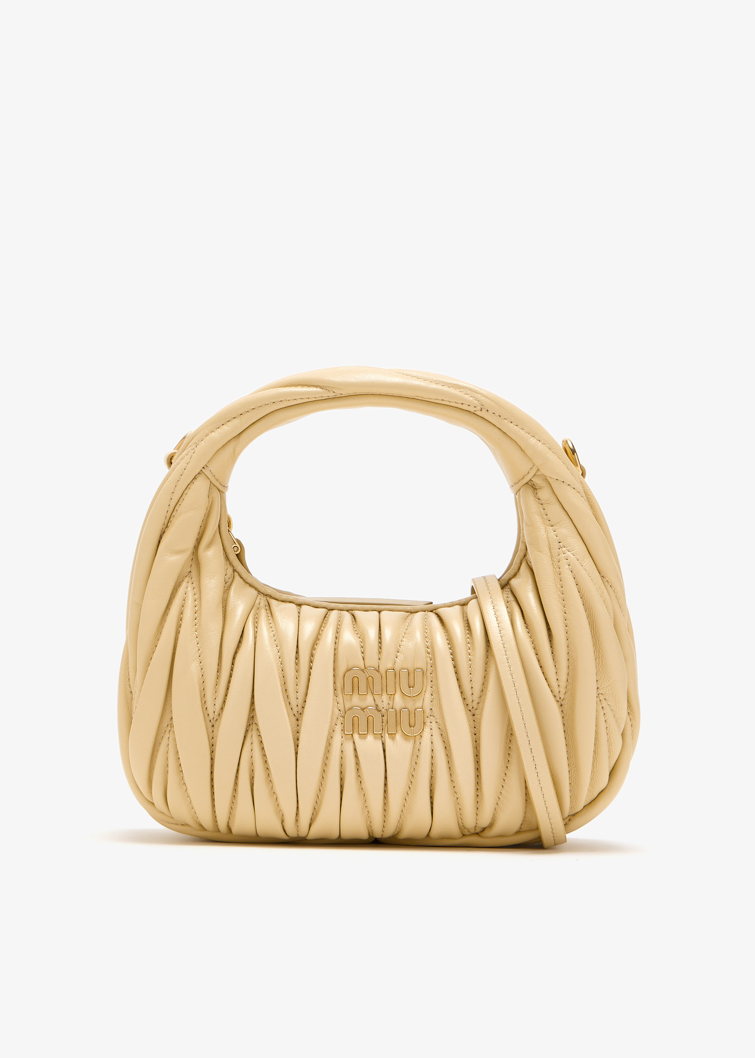 

Wander matelassé hobo mini-bag, Beige
