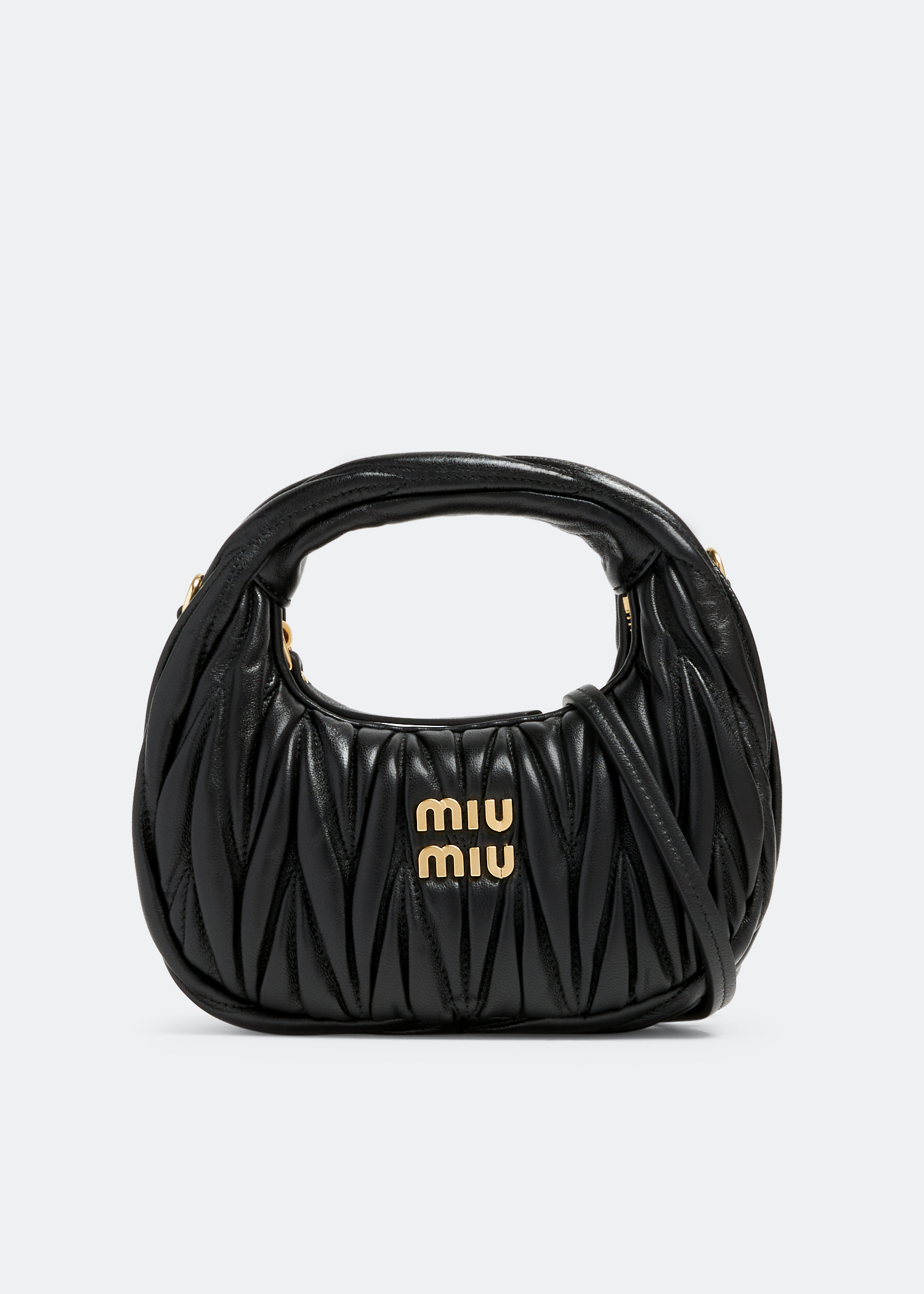 

Wander matelassé hobo mini bag, Black