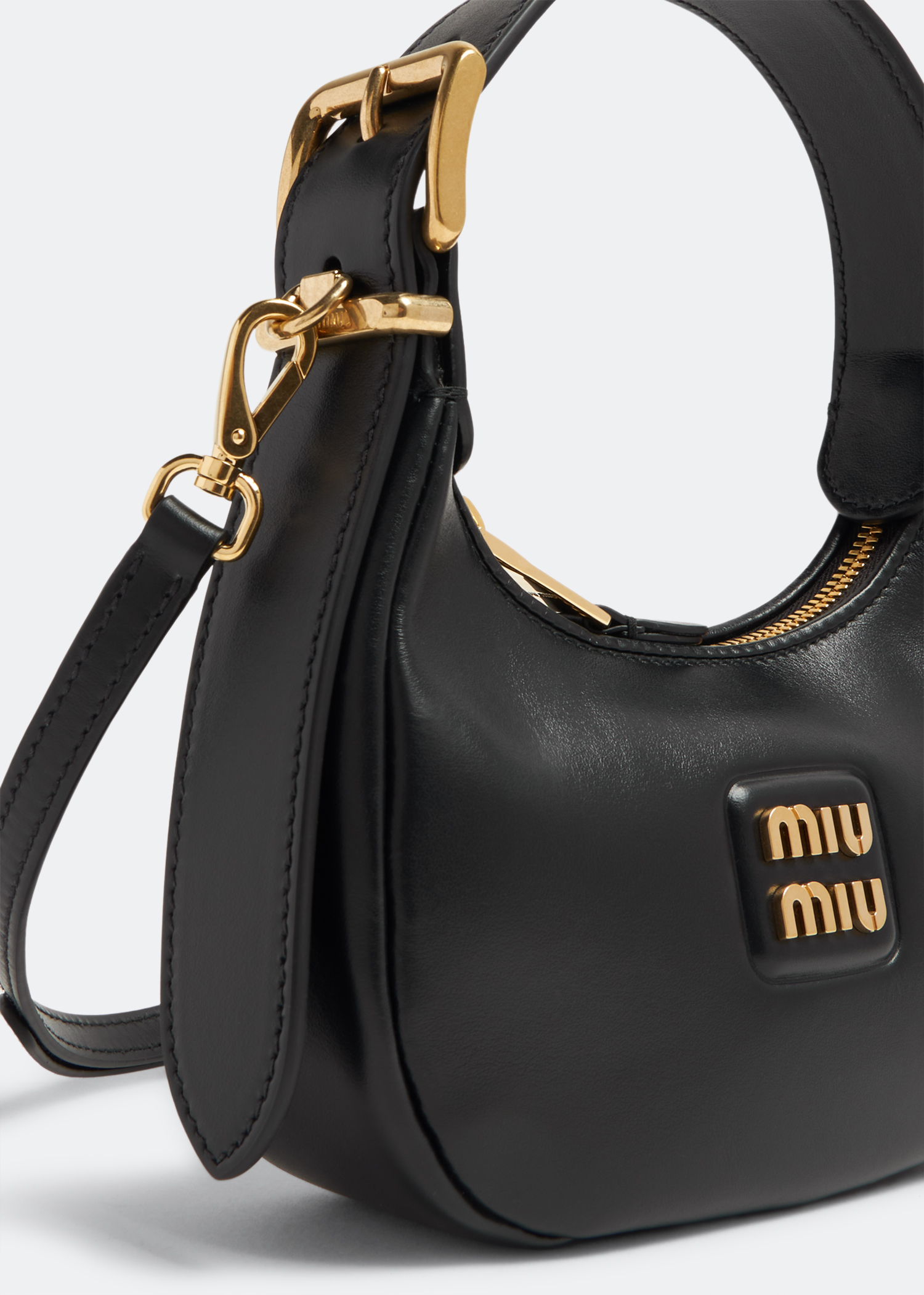 

Leather hobo bag, Black