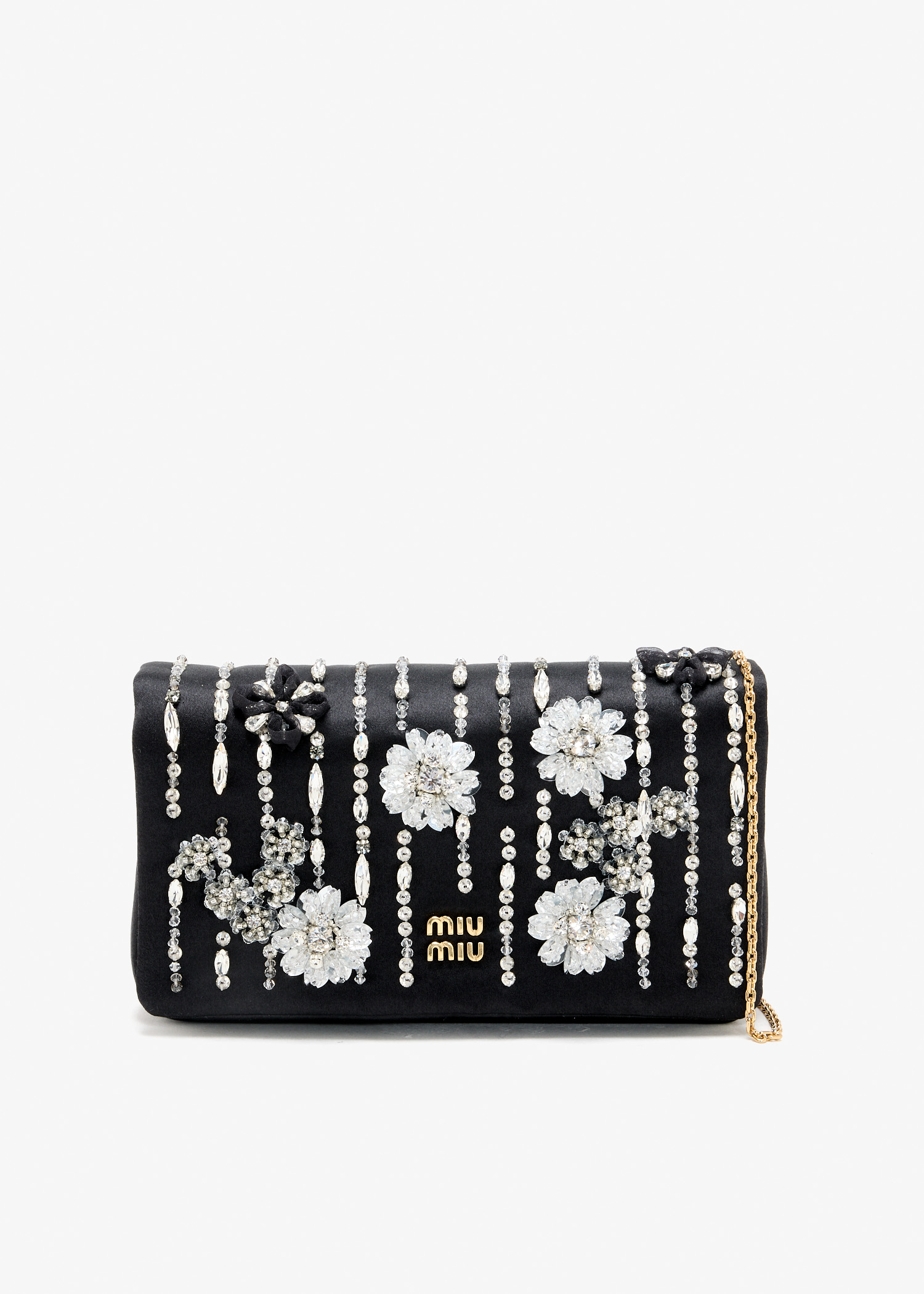 

Embroidered nappa leather mini bag, Black