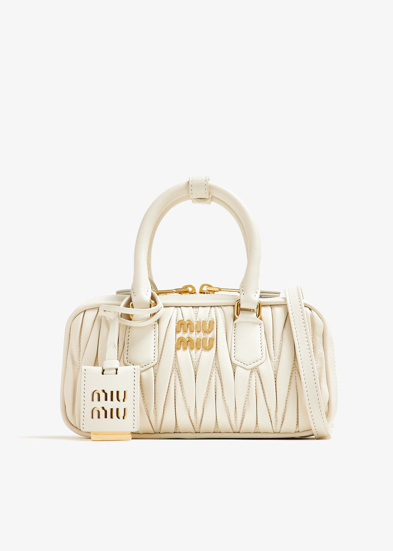 

Arcadie matelassé leather mini-bag, Cream