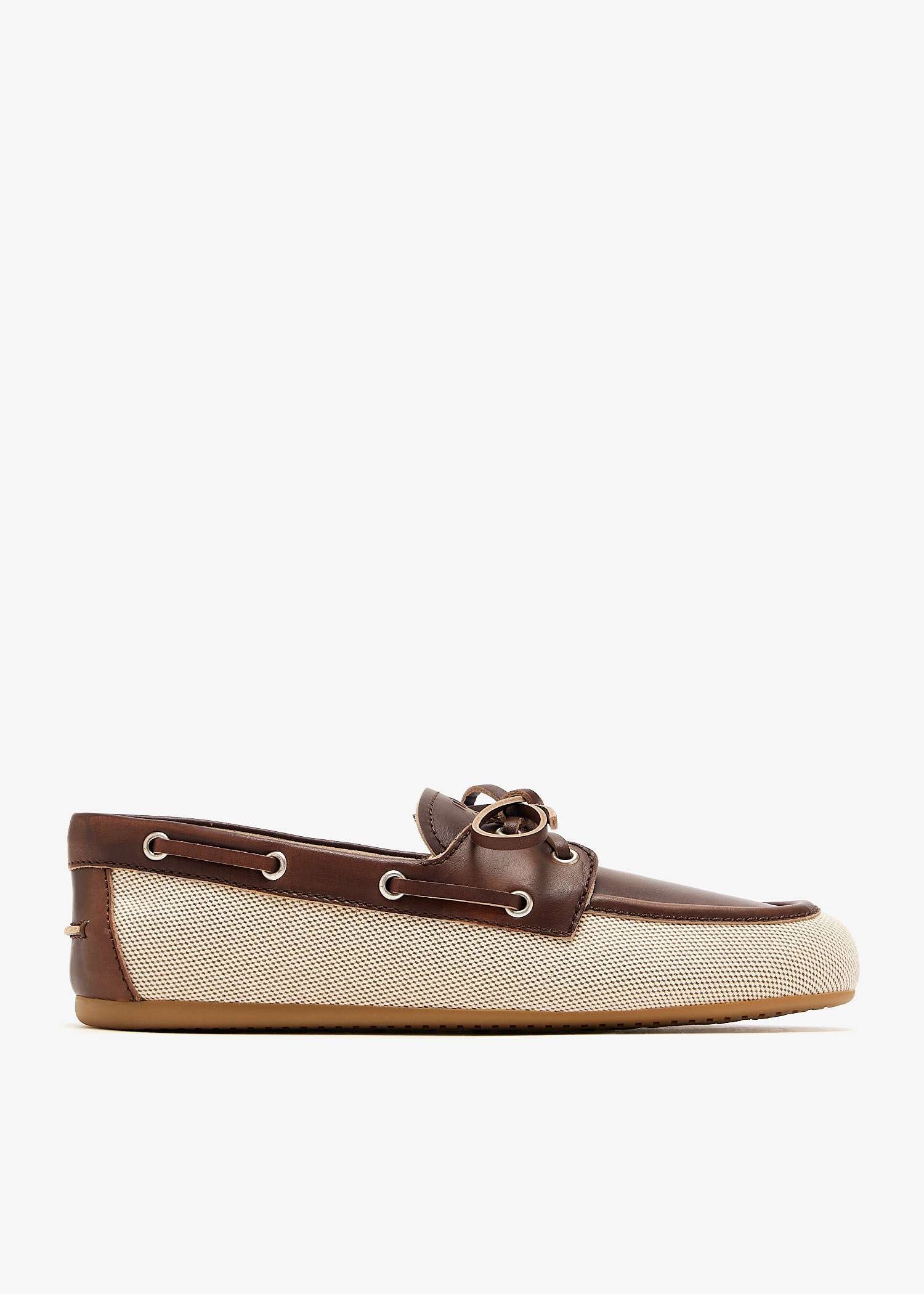 

Canvas and bleached leather boat shoes, Beige