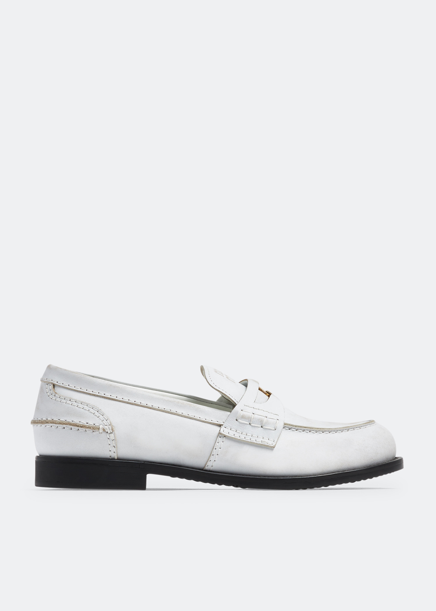 

Vintage-effect leather loafers, White