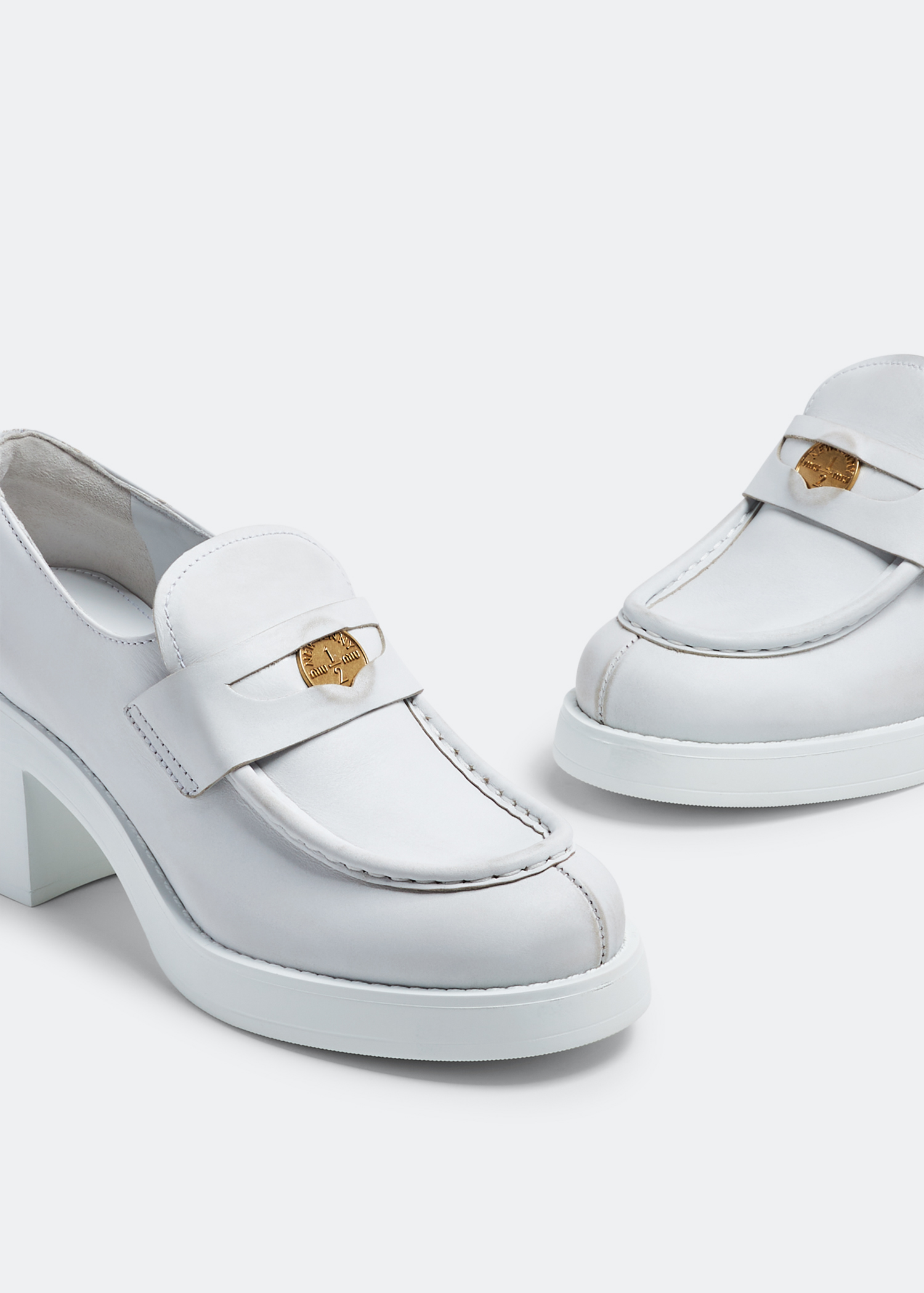 

Leather penny loafers, White