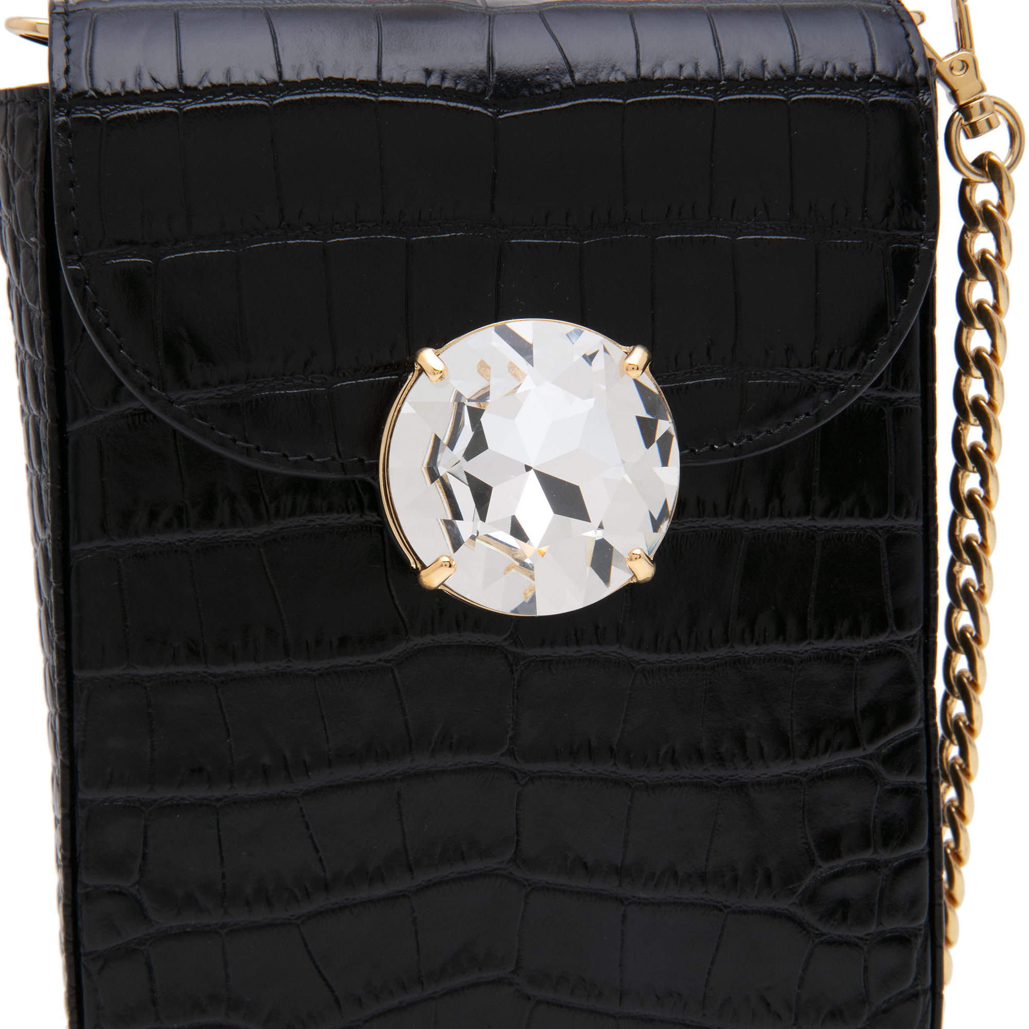 

Croc-print mini bag, Black
