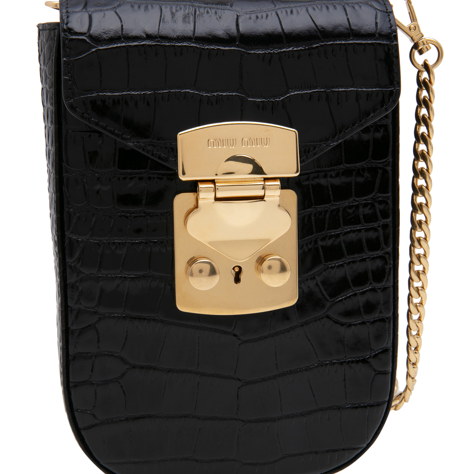 

Croc-print mini bag, Black