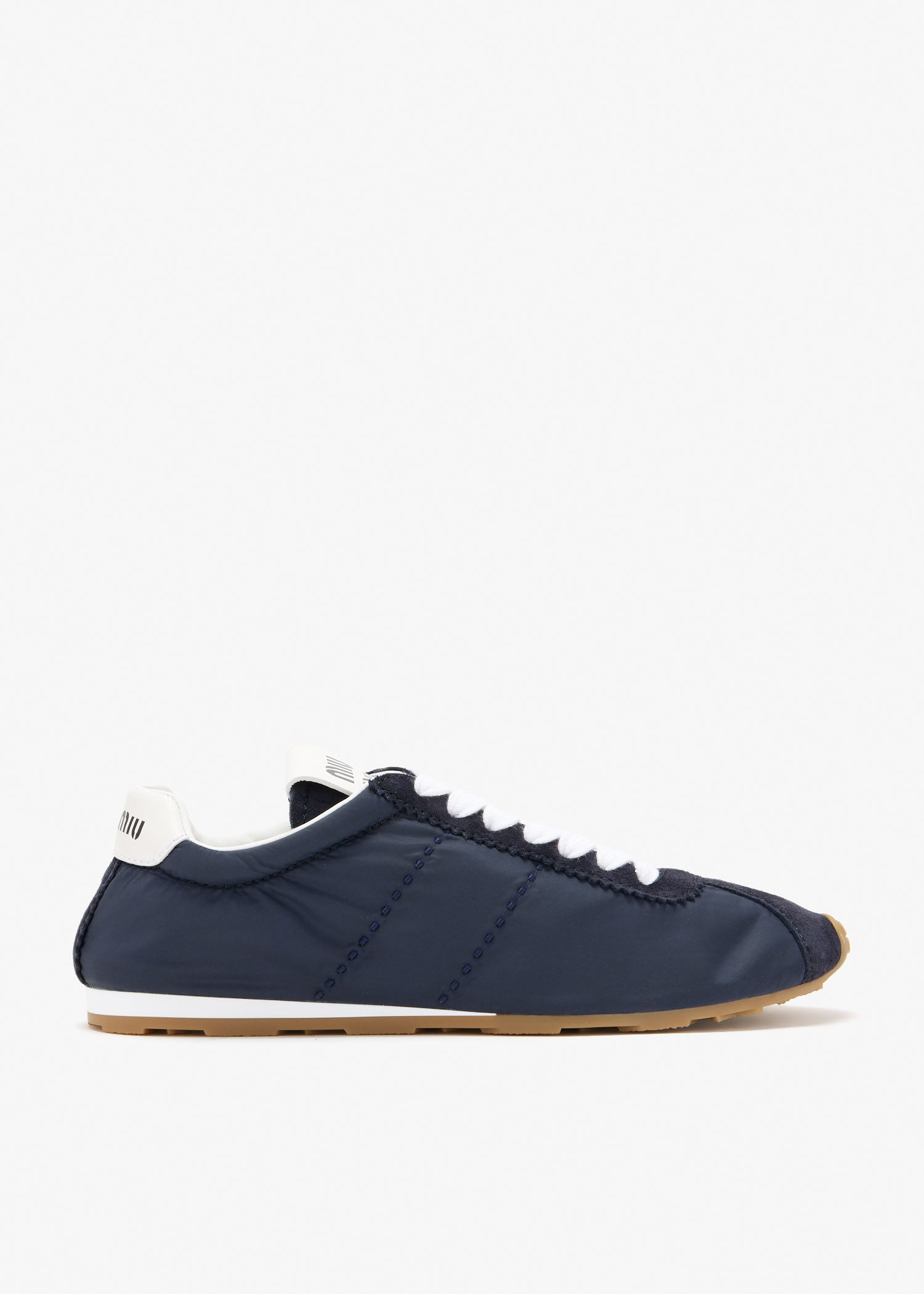 

Plume technical fabric and suede sneakers, Navy