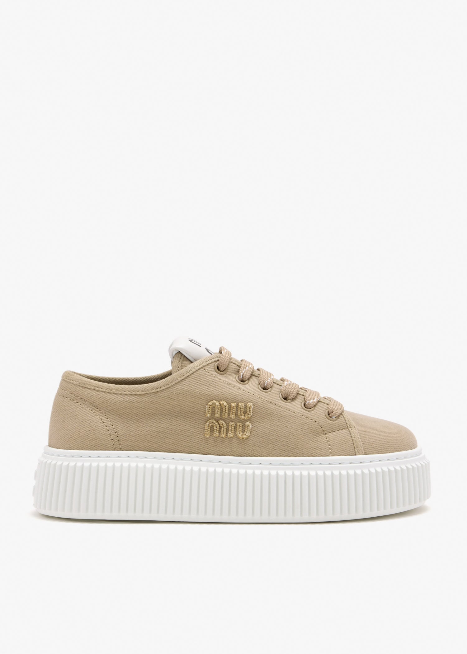 

Denim logo sneakers, Beige