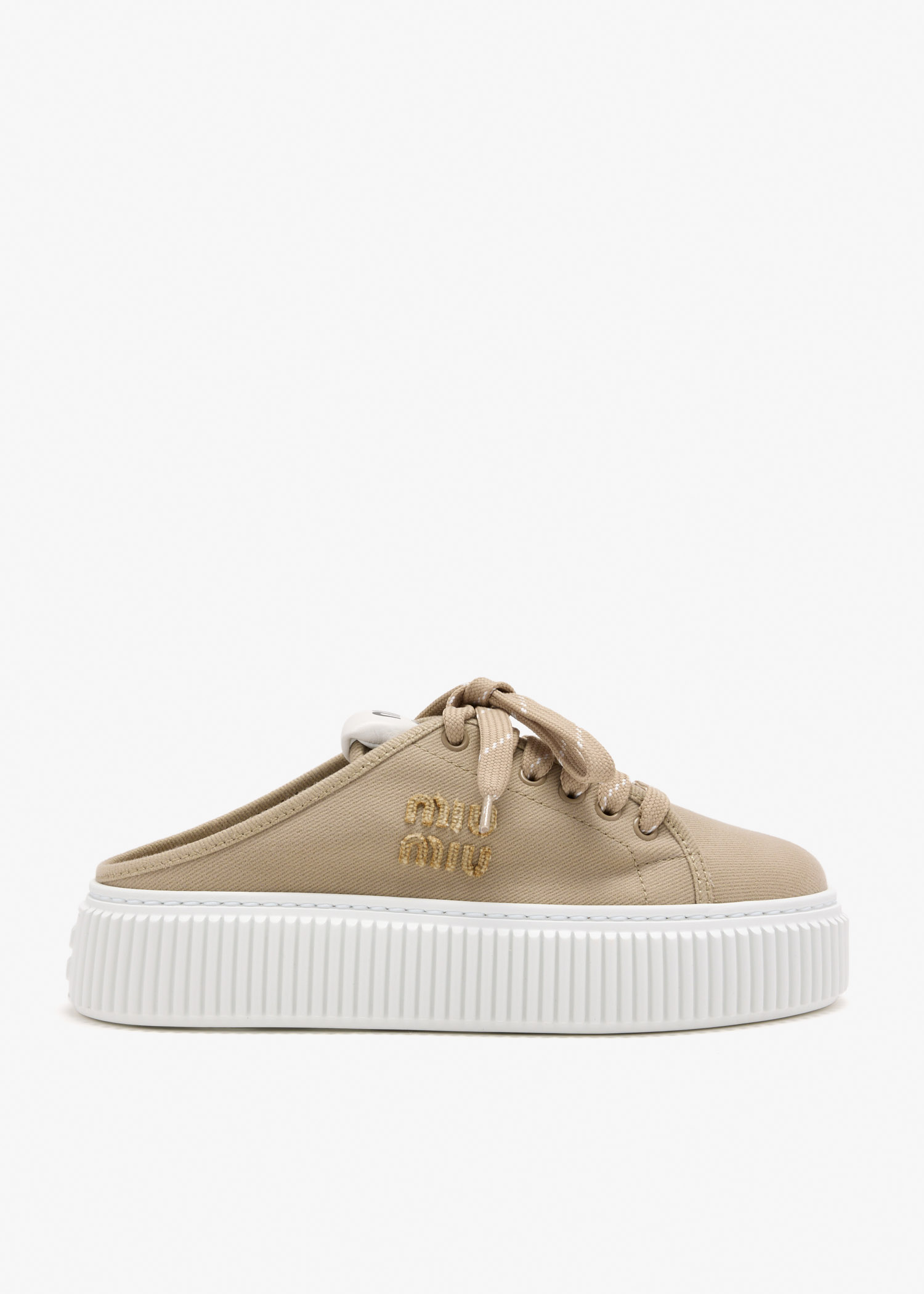

Denim sneaker mules, Beige