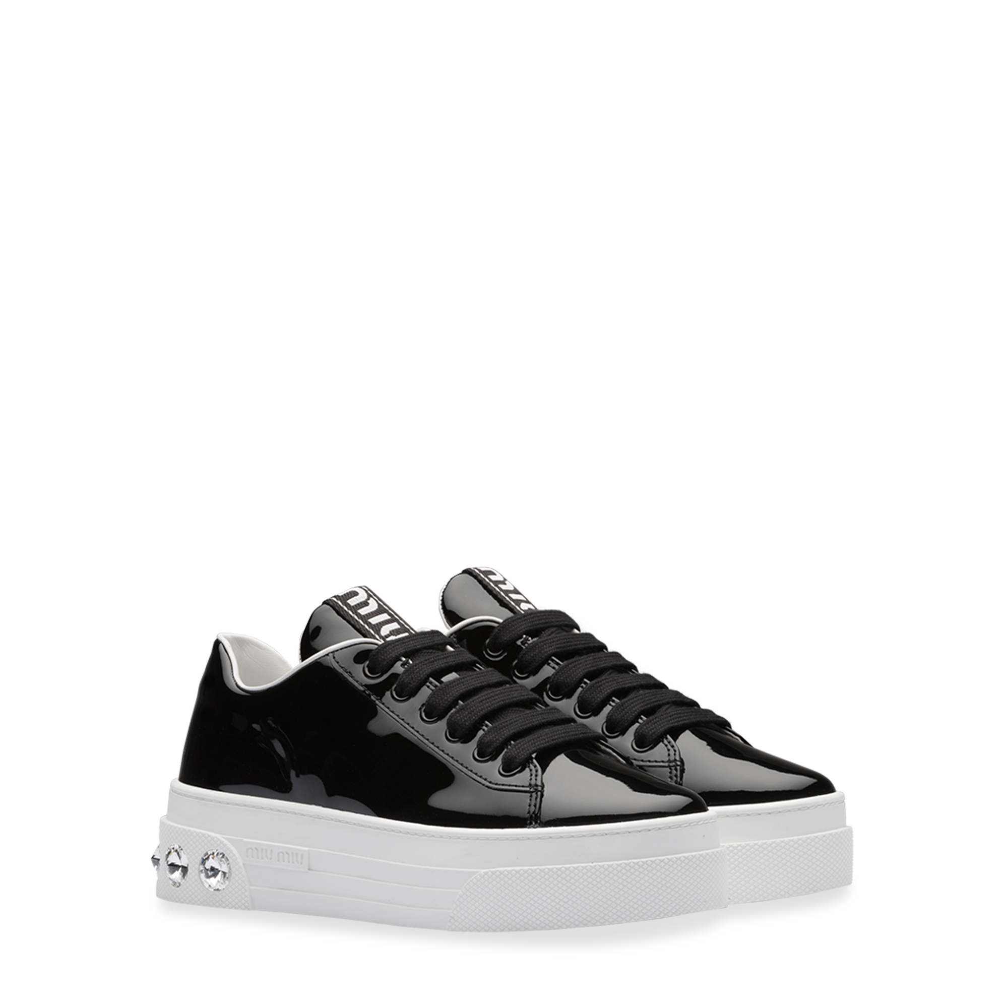 

Jewelled leather sneakers, Black