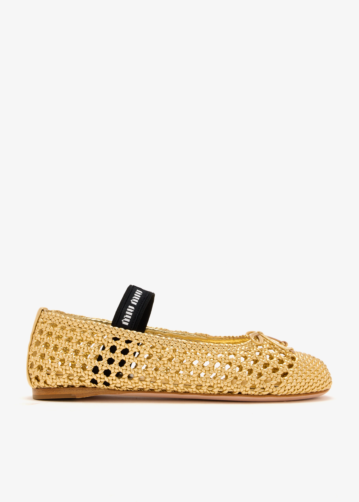 

Woven mordoré nappa leather ballerinas, Gold