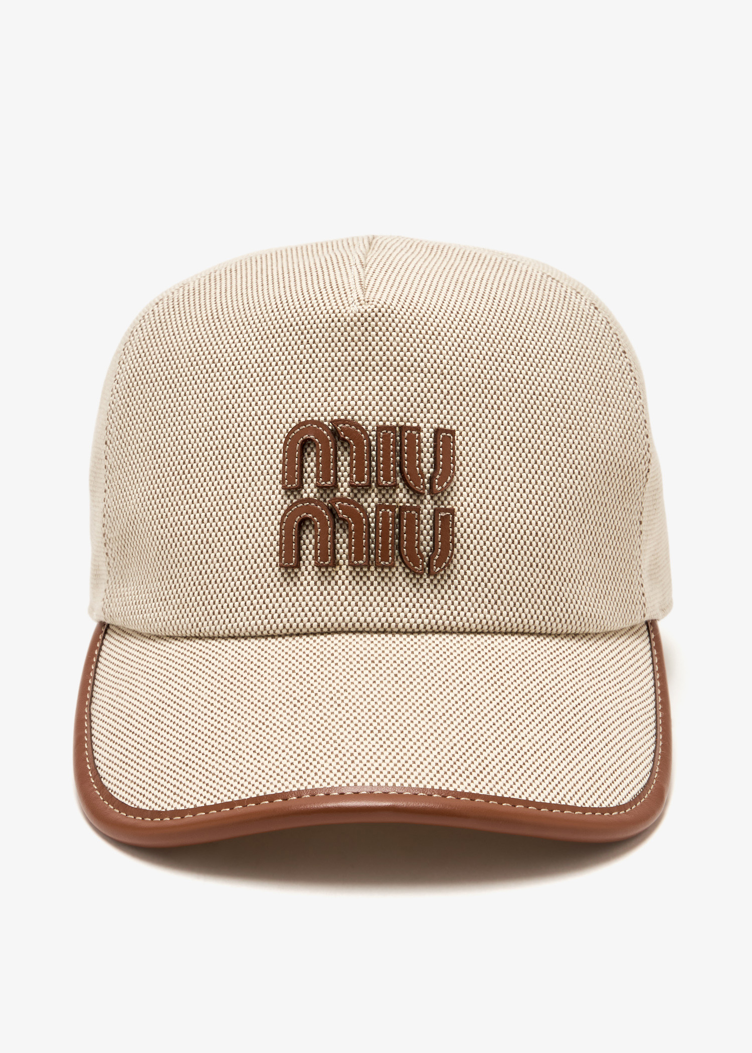 

Canvas and leather baseball cap, Beige