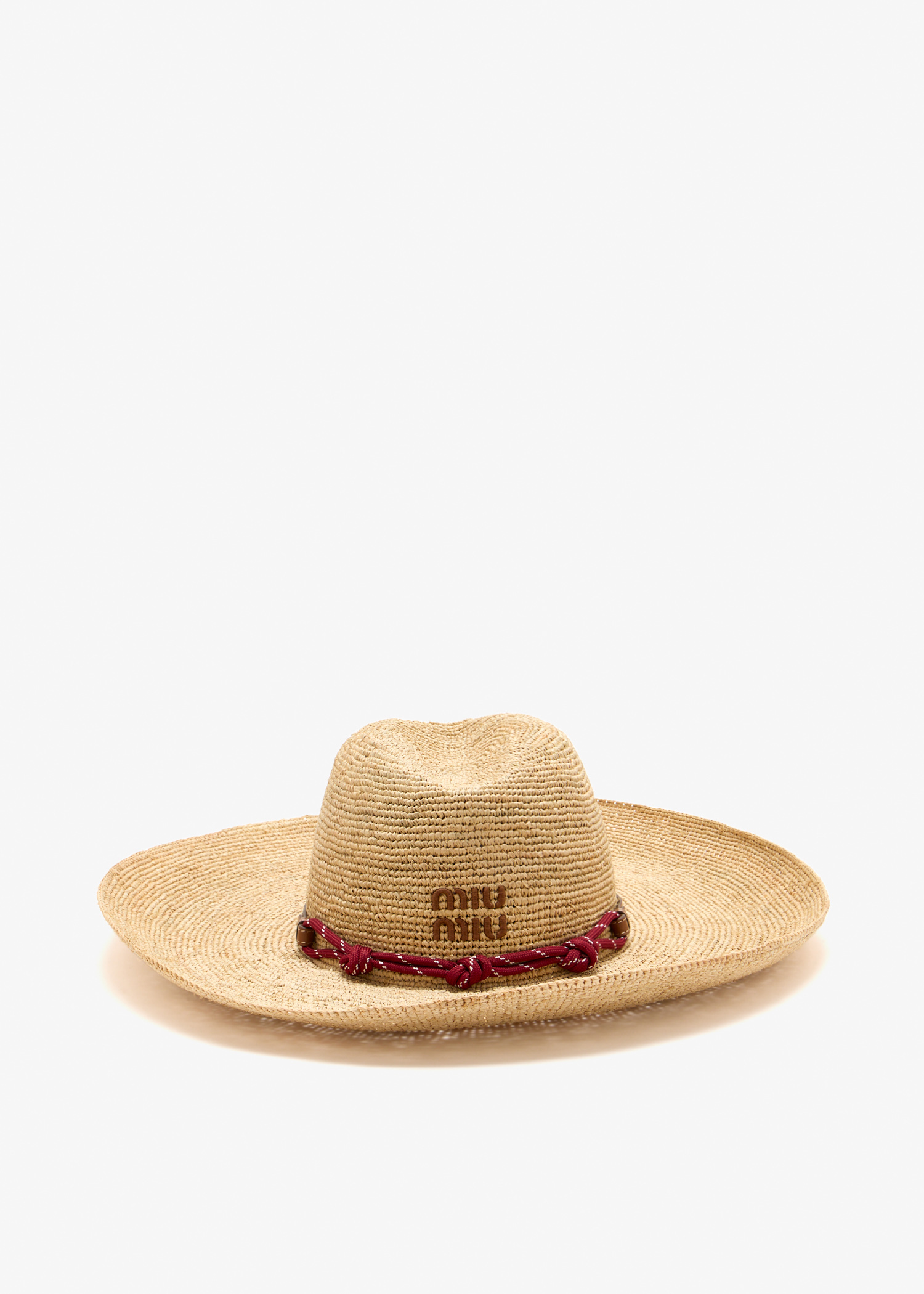 

Raffia and leather hat, Beige