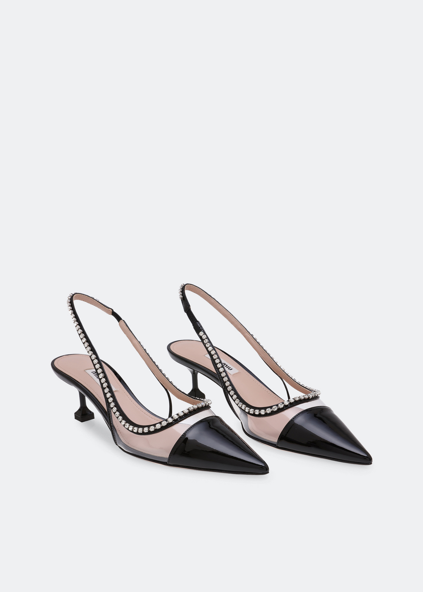 

Embellished PVC slingback pumps, Black