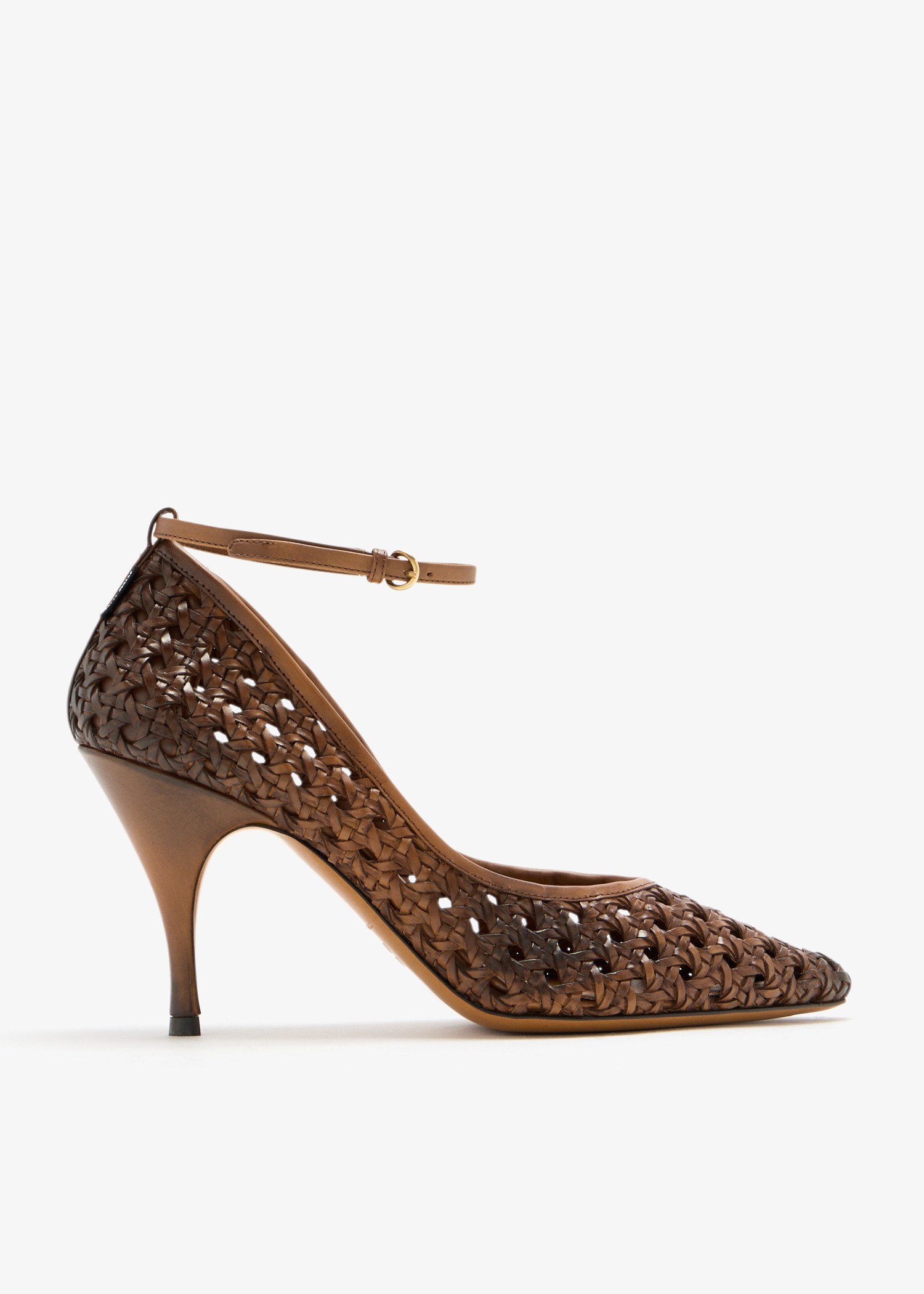 

Woven leather pumps, Brown