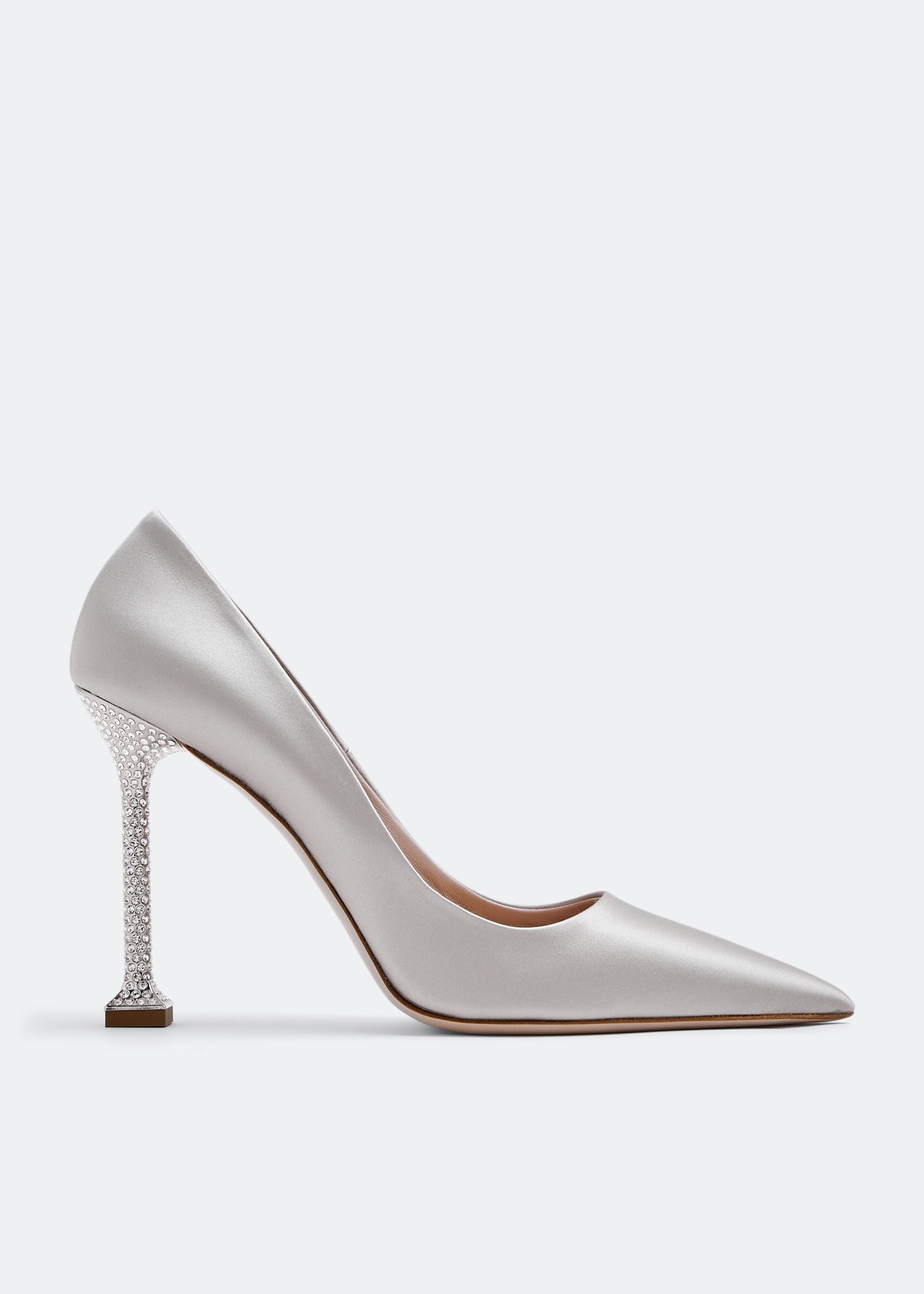 

Satin crystal heel pumps, Silver