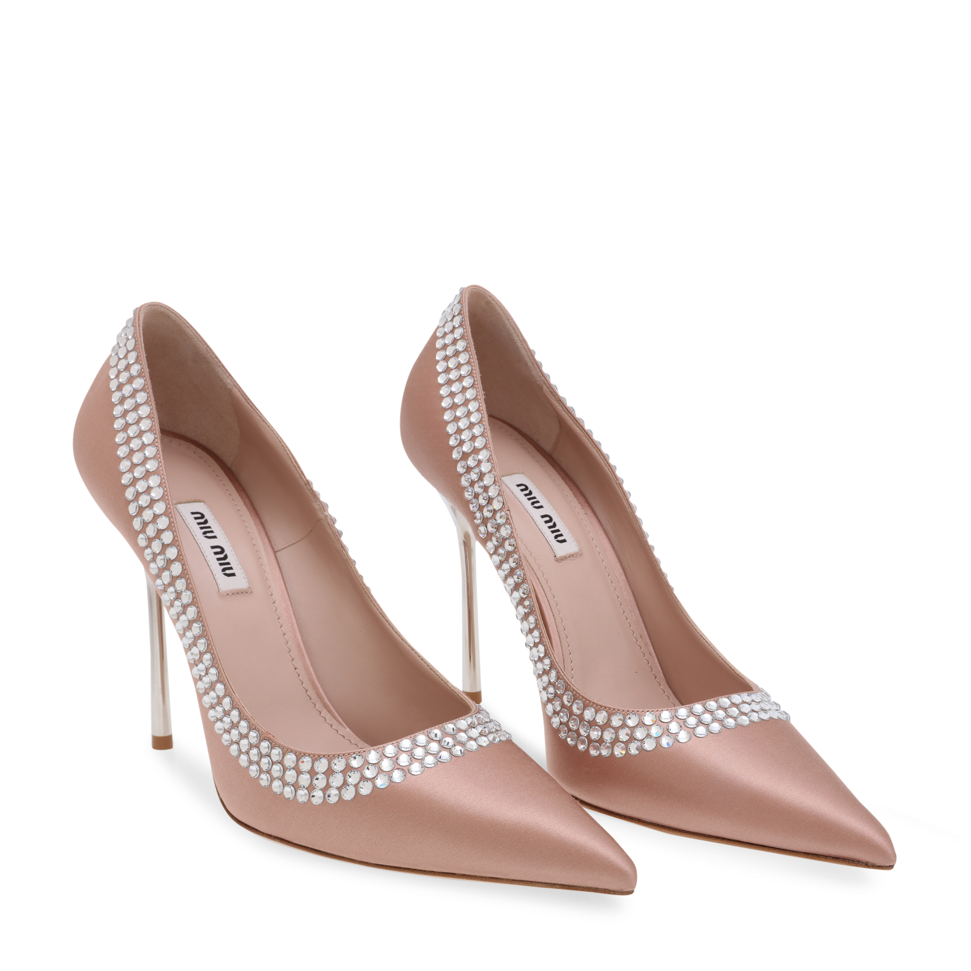

Crystal satin pumps, Beige