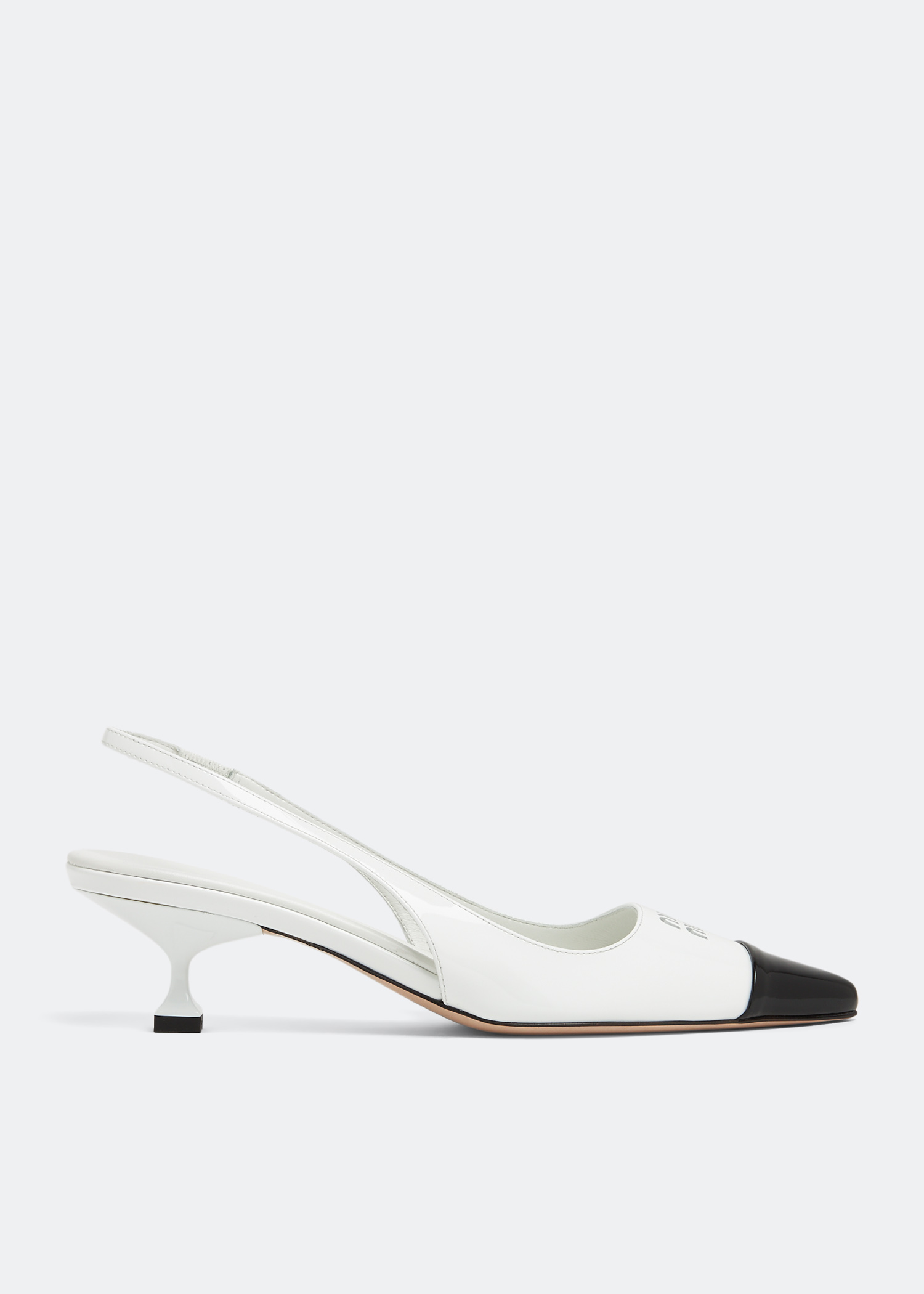 

Patent leather slingback pumps, White