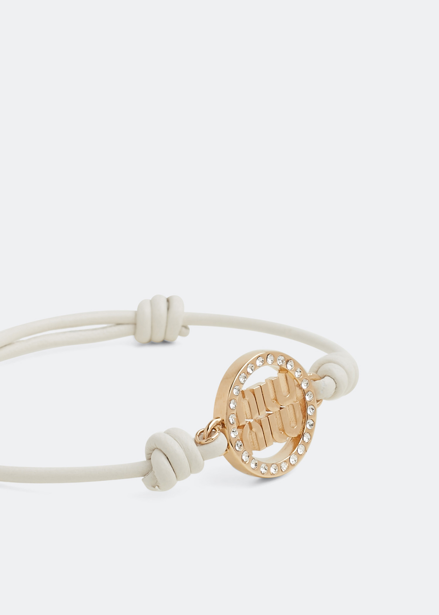 

Logo leather and metal bracelet, White