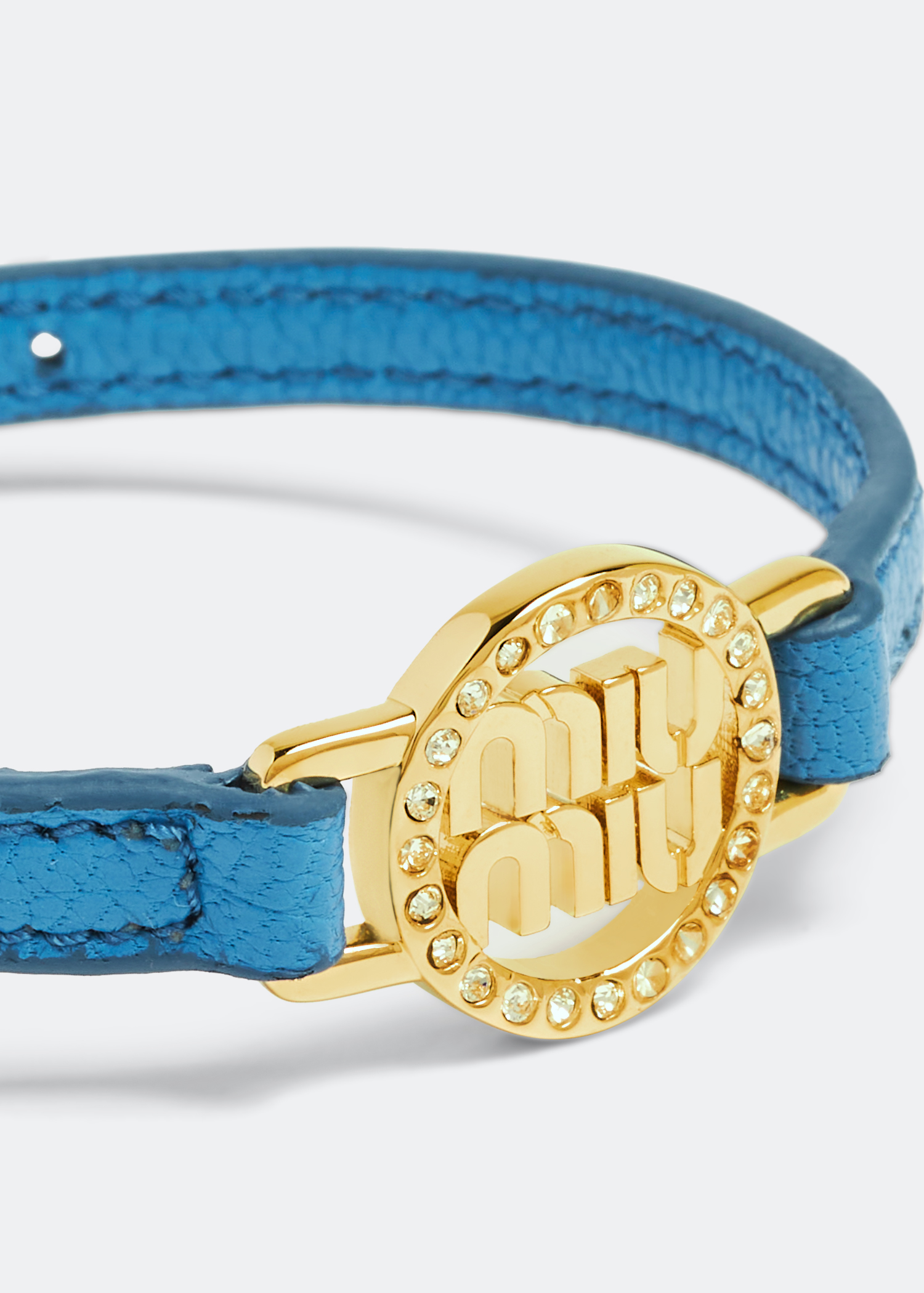 

Madras leather bracelet, Blue