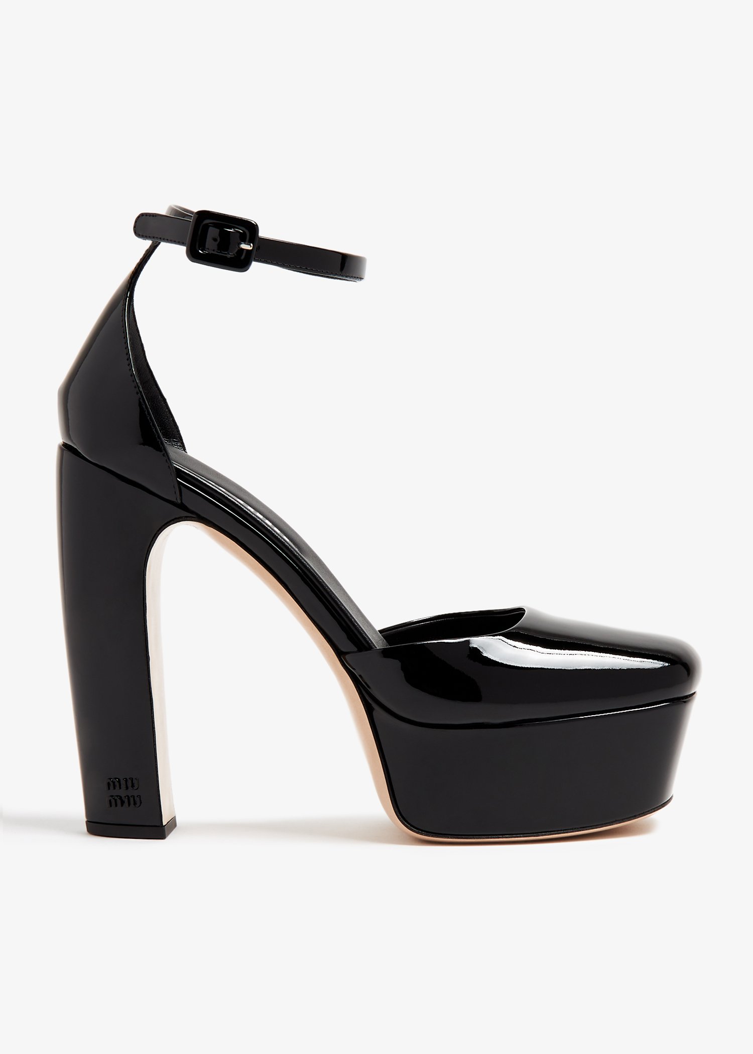 

Patent leather platform pumps, Black