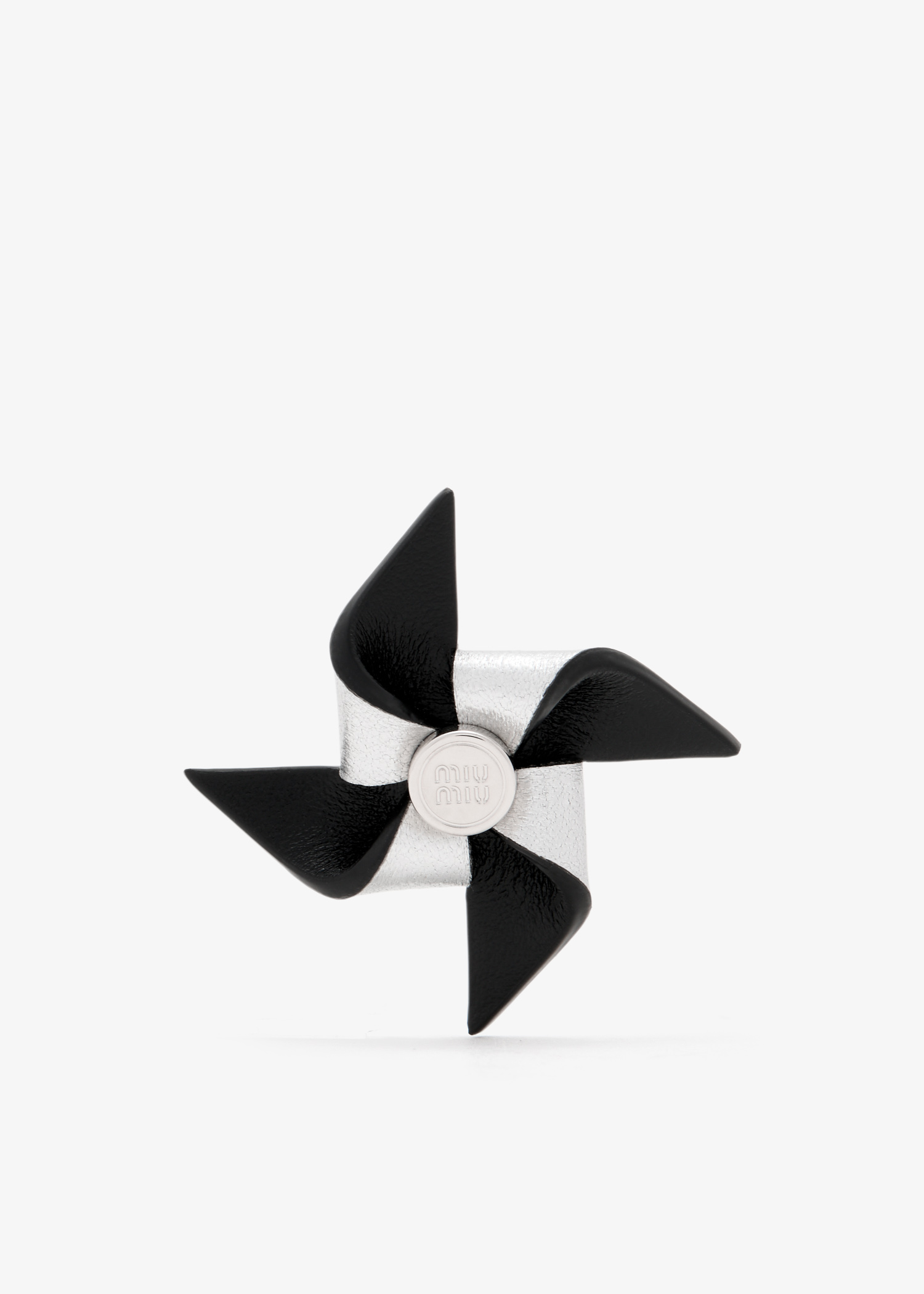 

Leather pinwheel brooch, Black