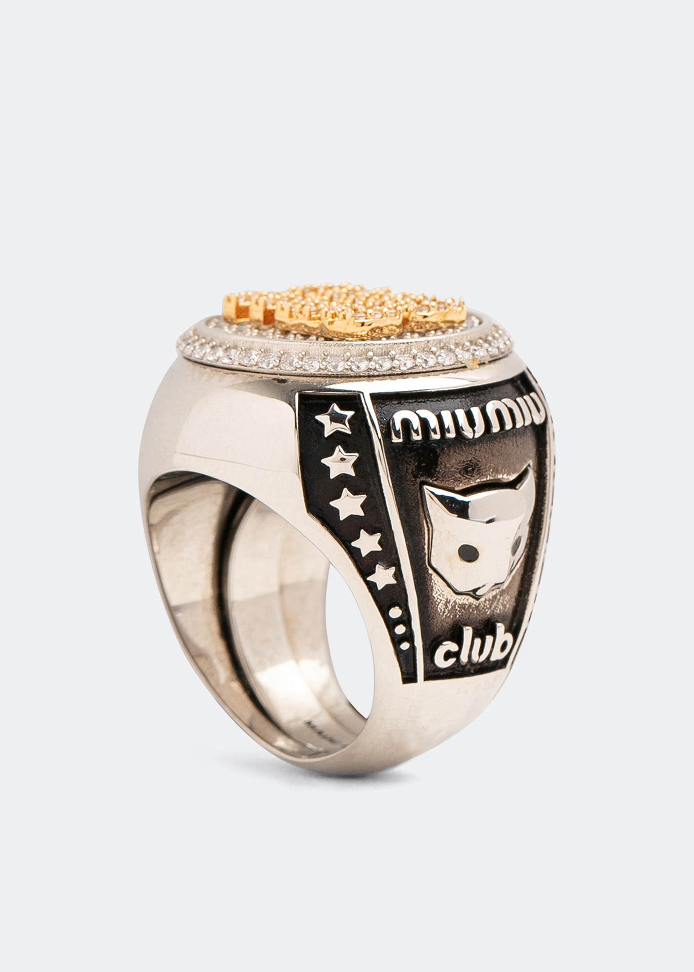 

Metal pavé band ring, Silver