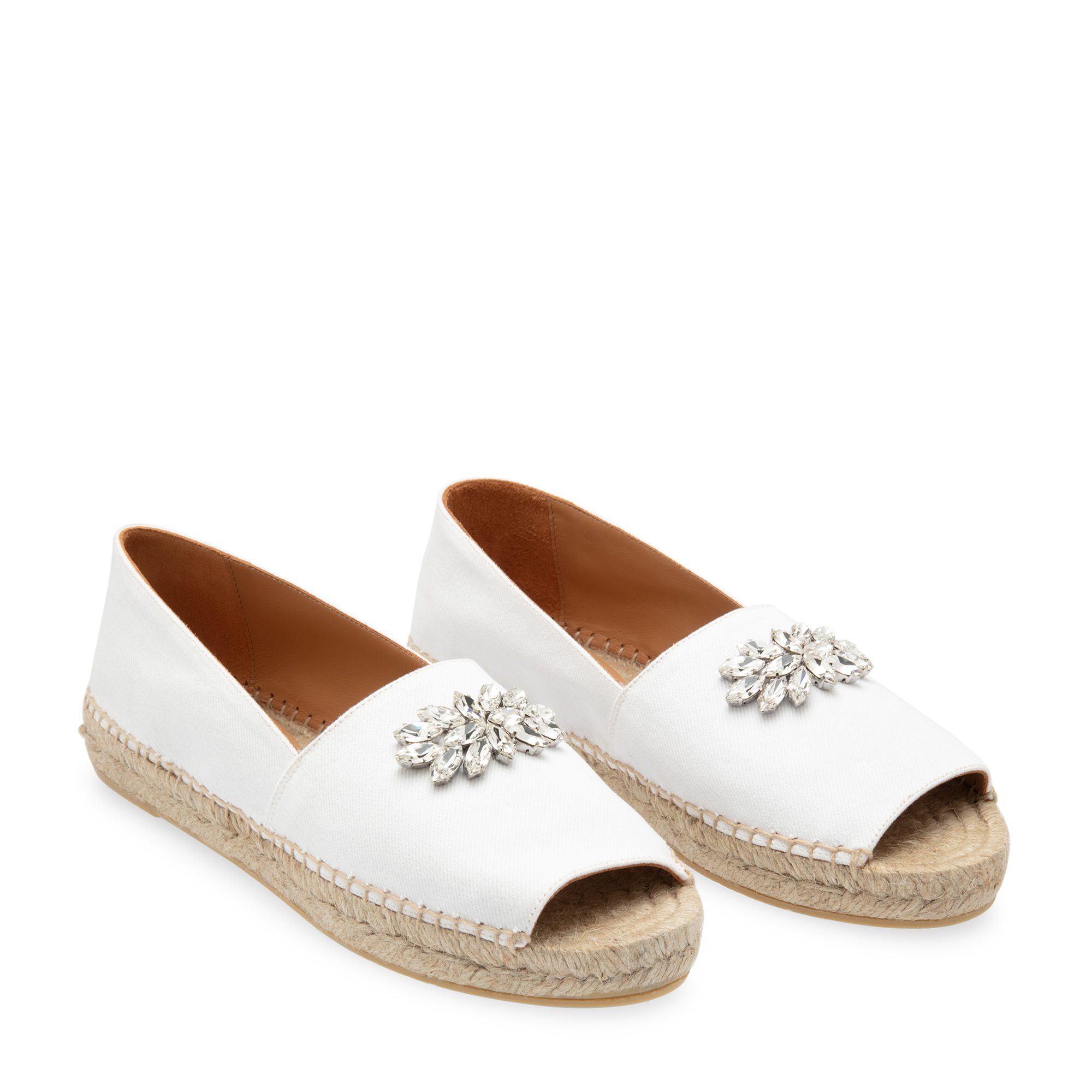 

Rhinestone embellished espadrilles, White