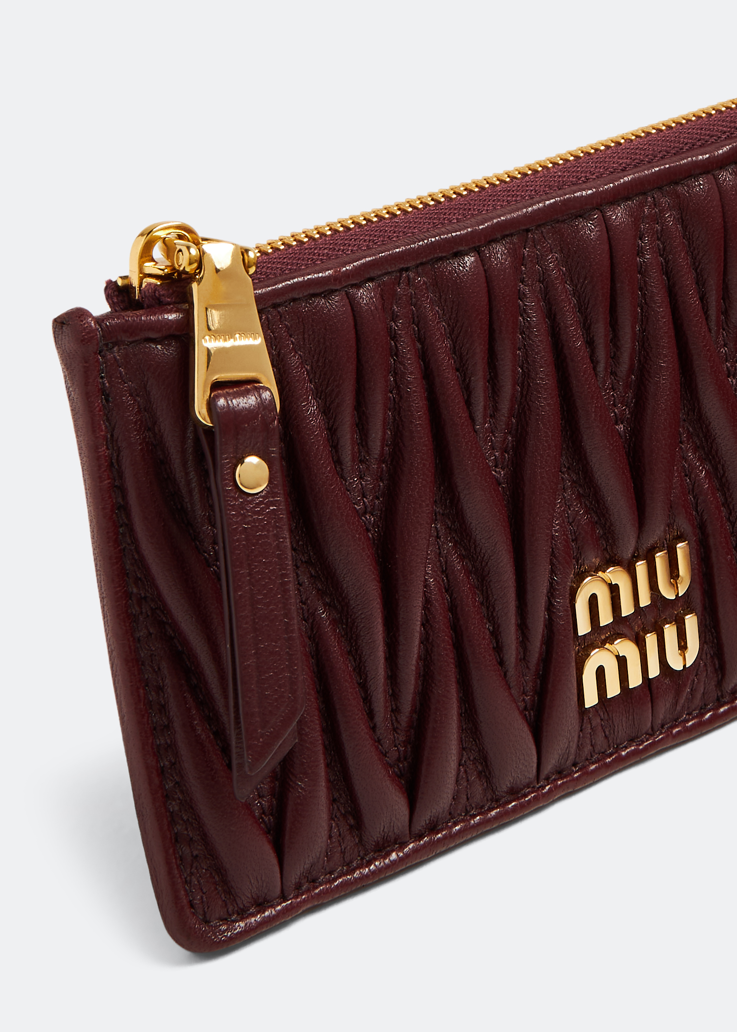 

Matelassé leather envelope wallet, Burgundy