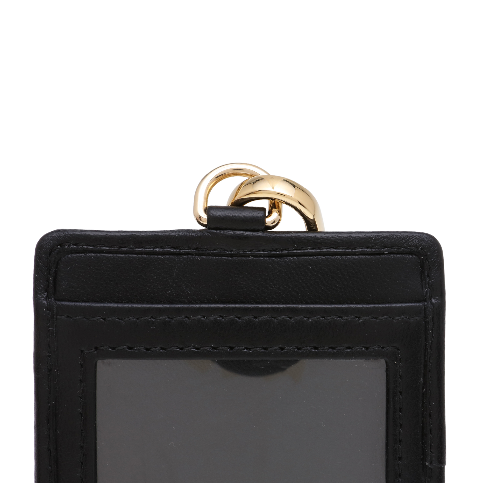 

Matelassé leather card holder, Black