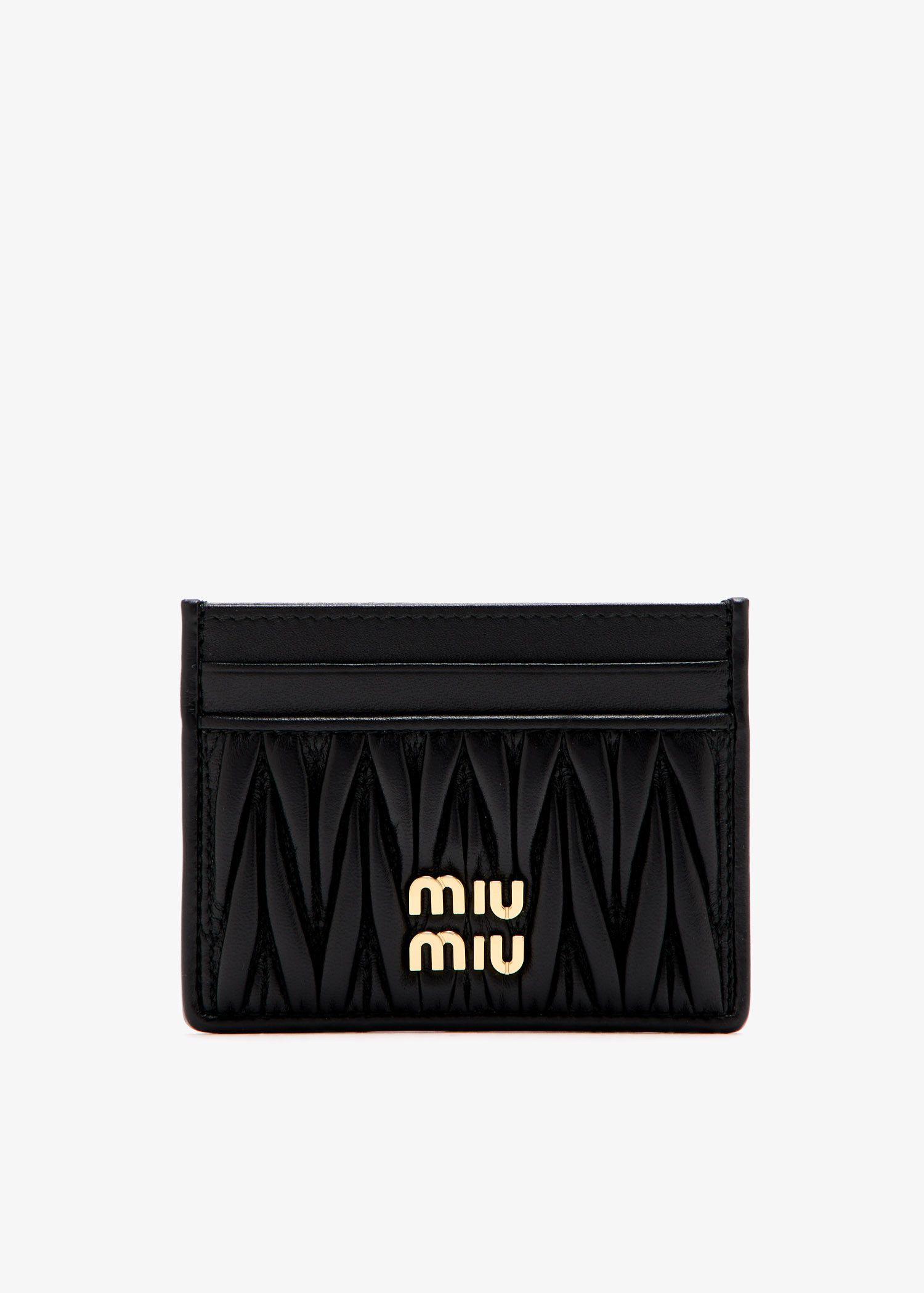 

Matelassé nappa leather card holder, Black