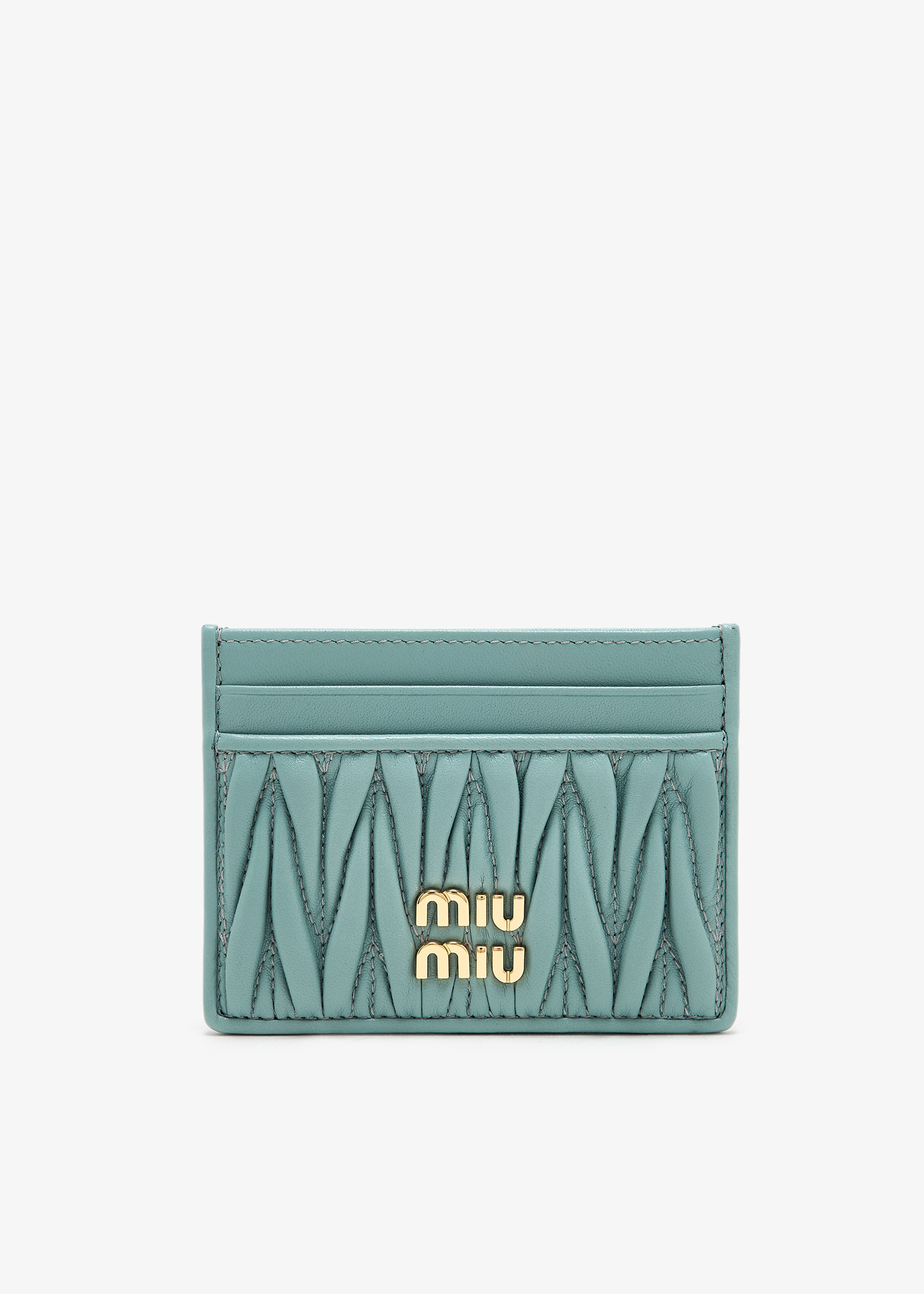 

Matelassé leather card holder, Blue