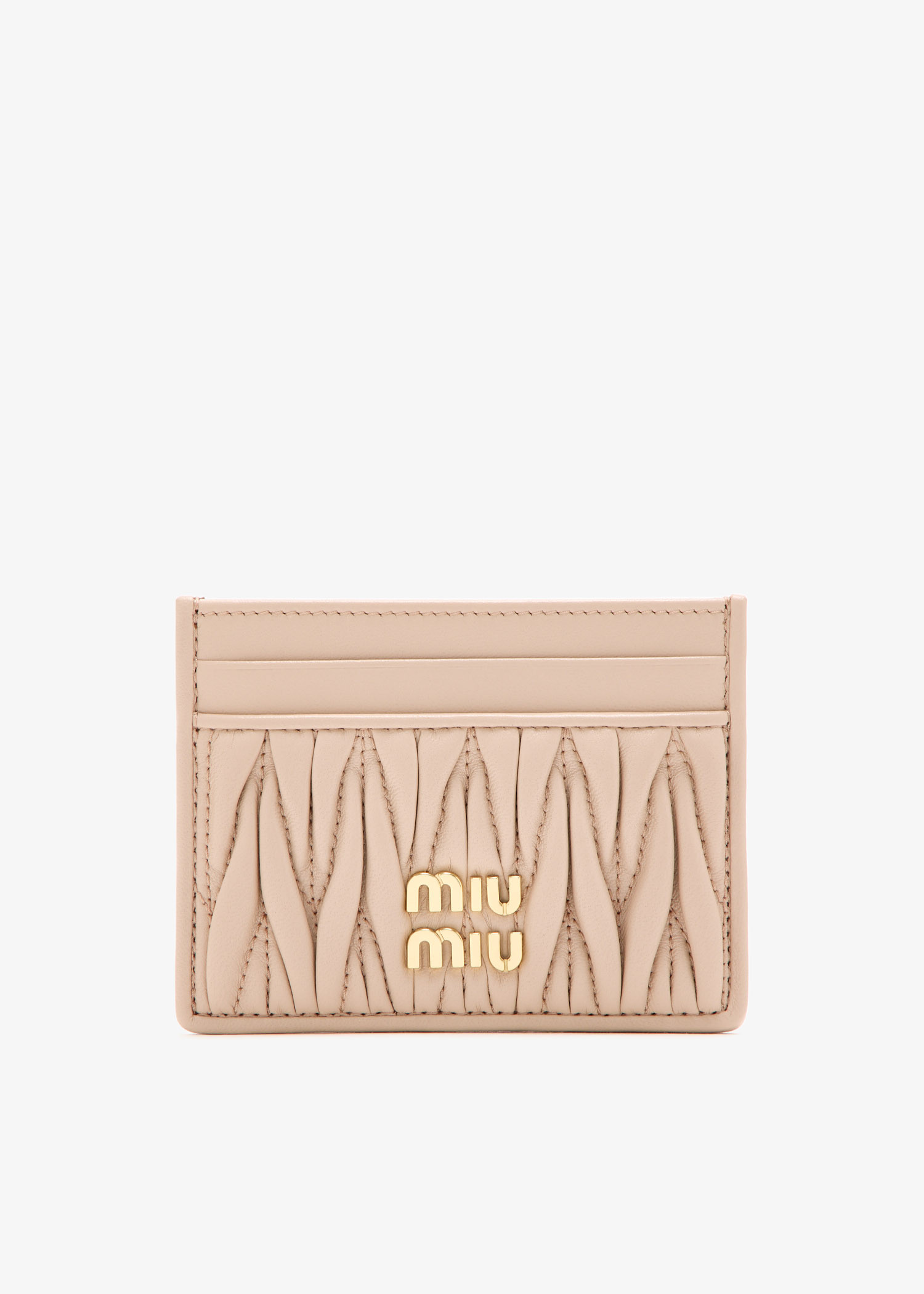 

Matelassé nappa leather card holder, Pink