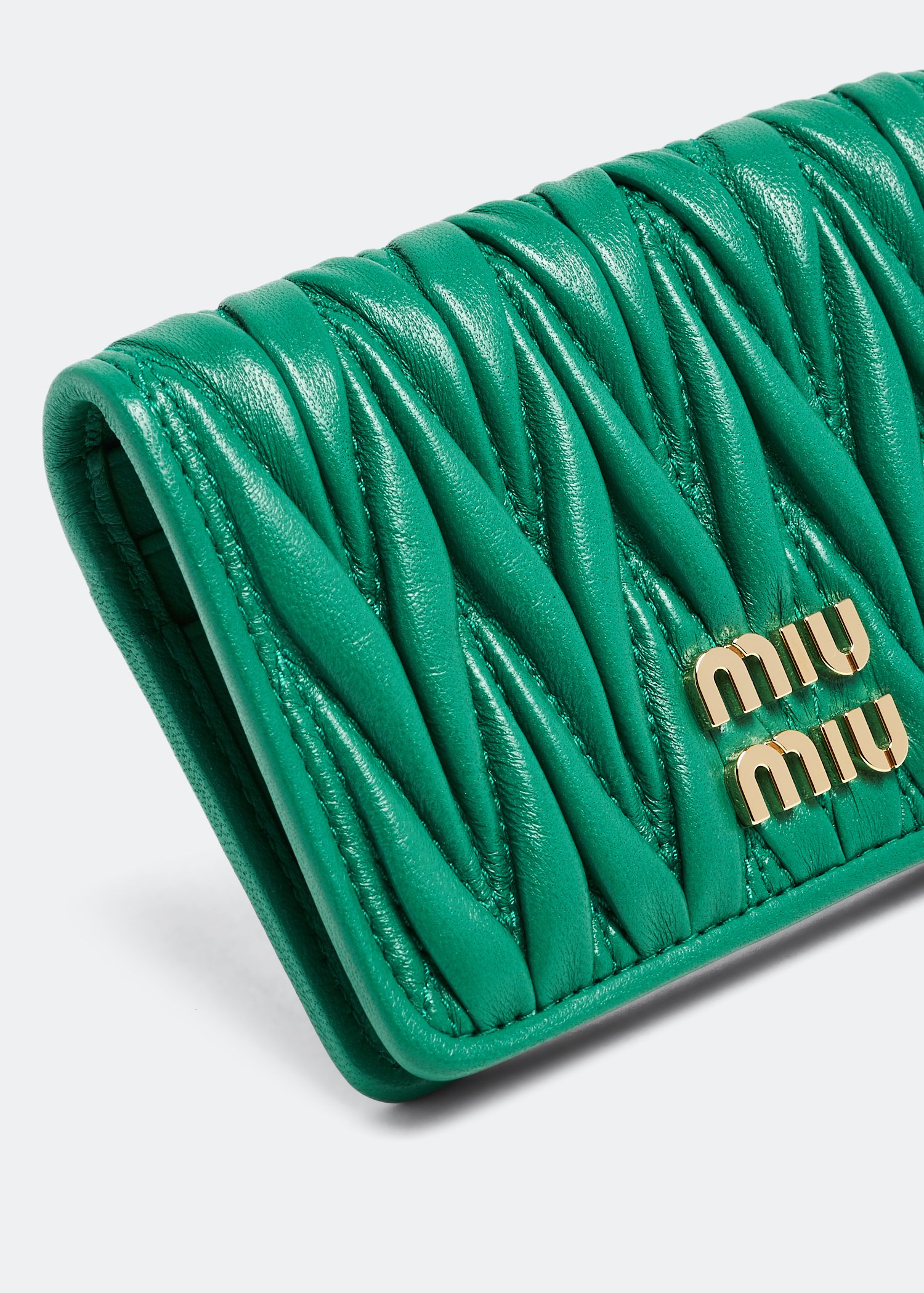 

Matelassé leather card holder, Green