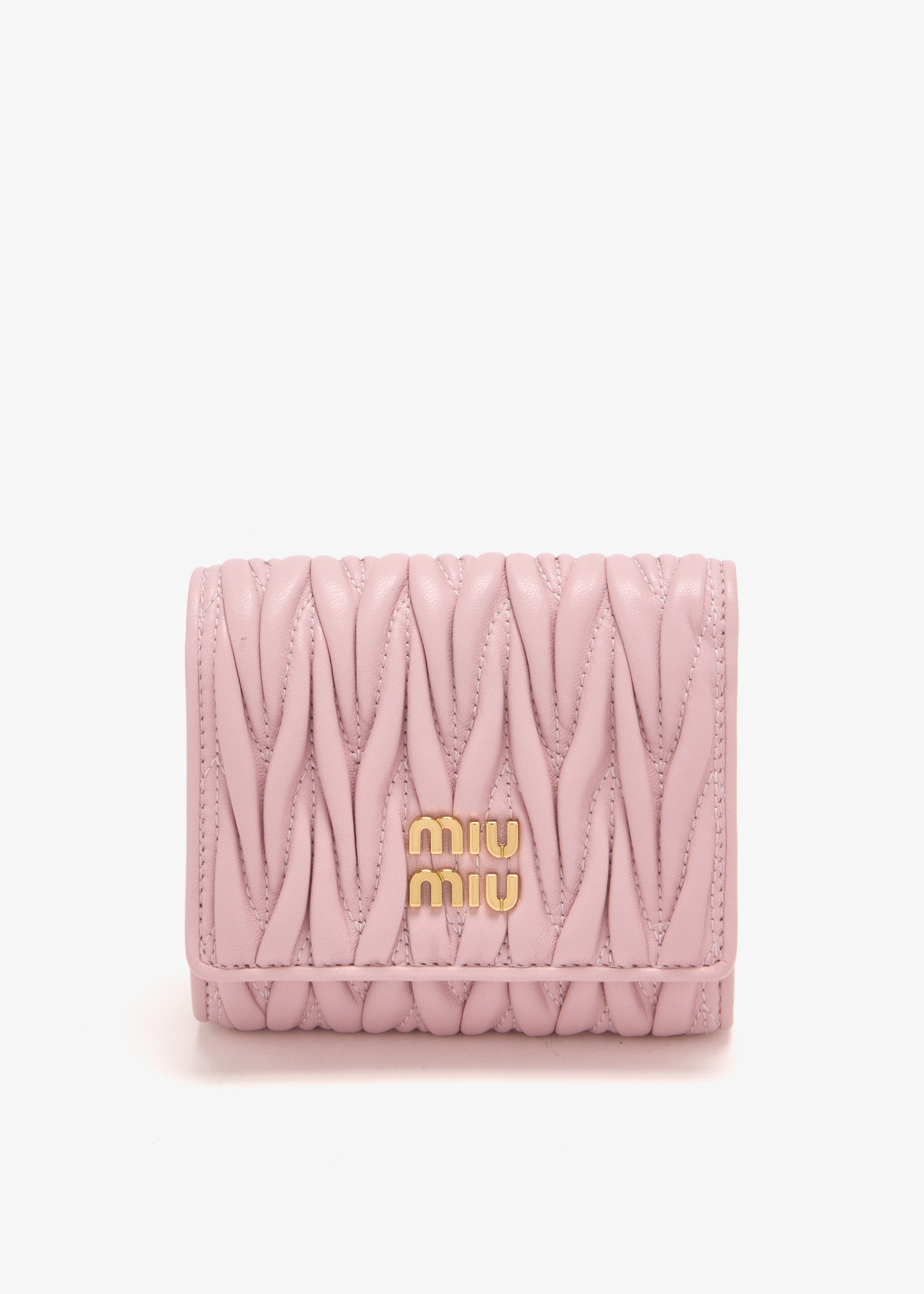 

Small matelassé nappa leather wallet, Pink