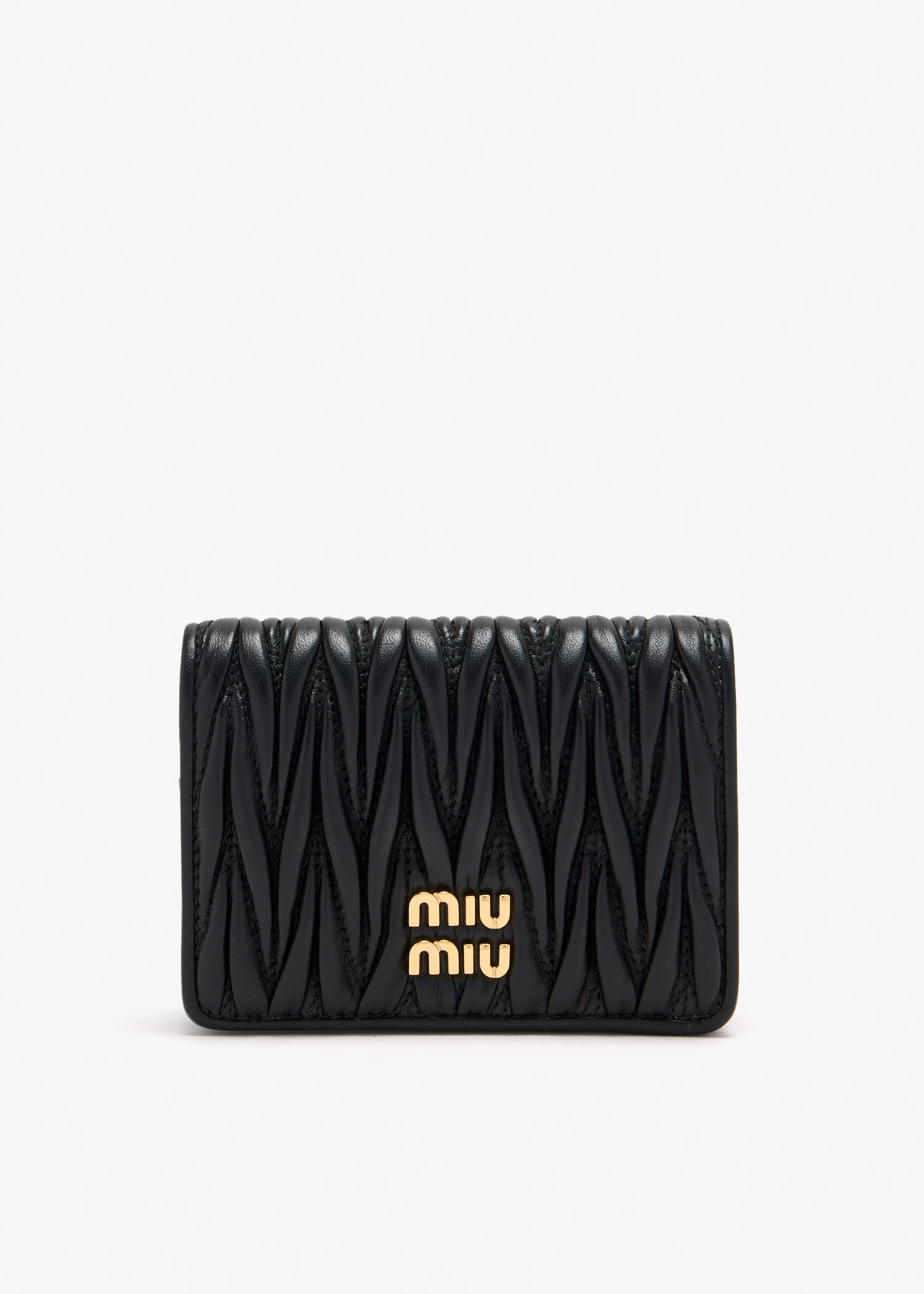 

Small matelassé nappa leather wallet, Black