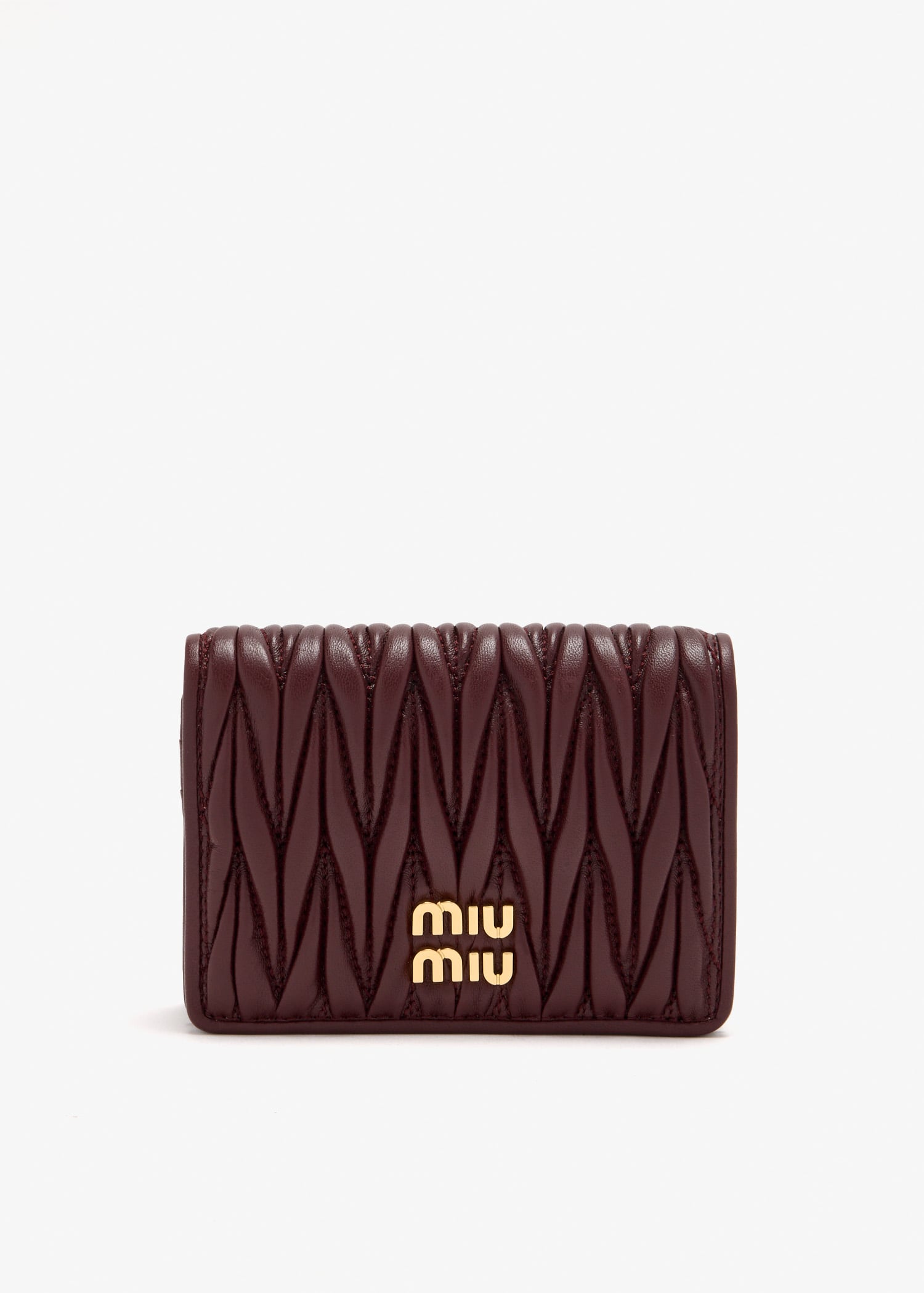 

Small matelassé nappa leather wallet, Burgundy