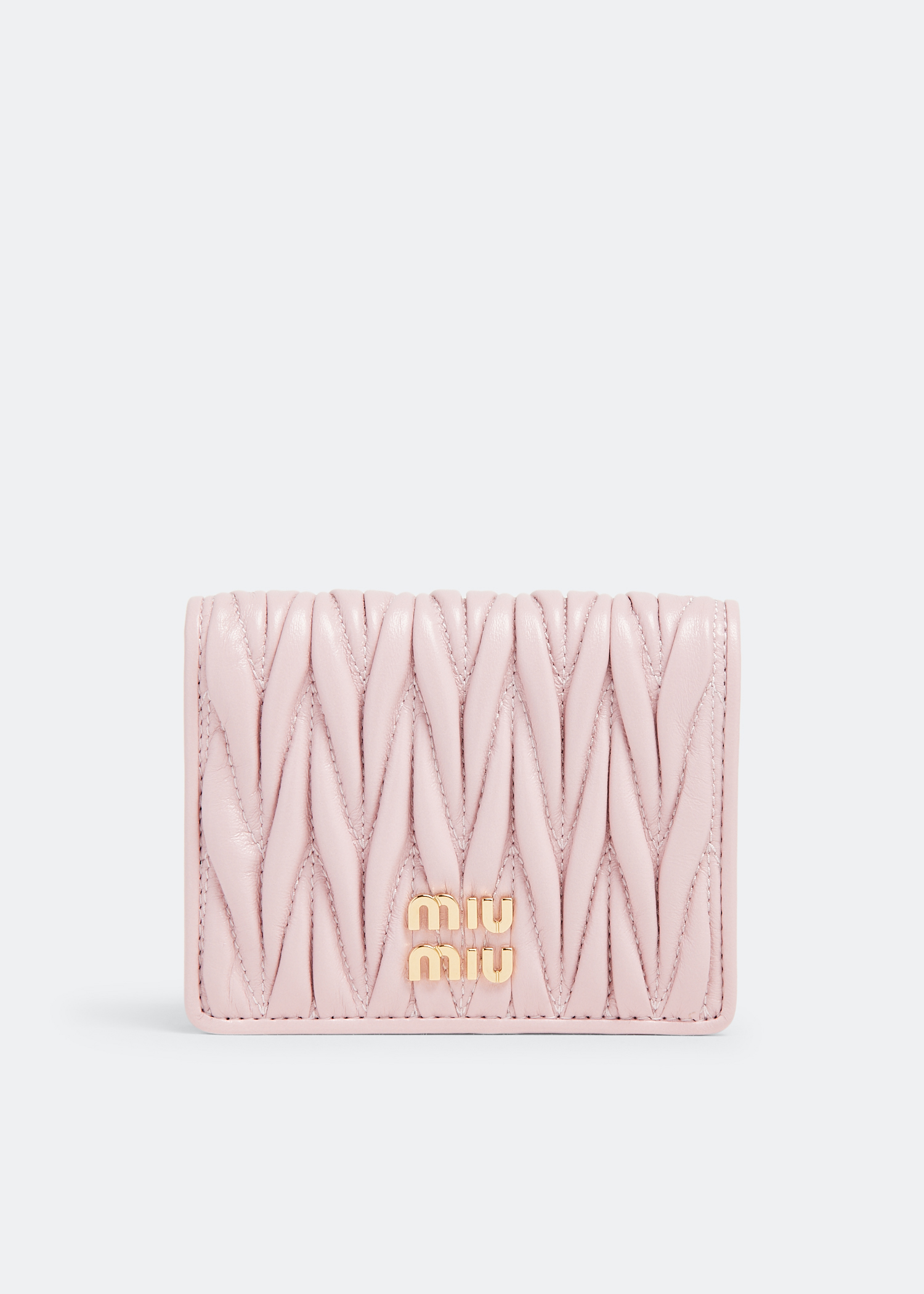 

Matelassé leather small wallet, Pink