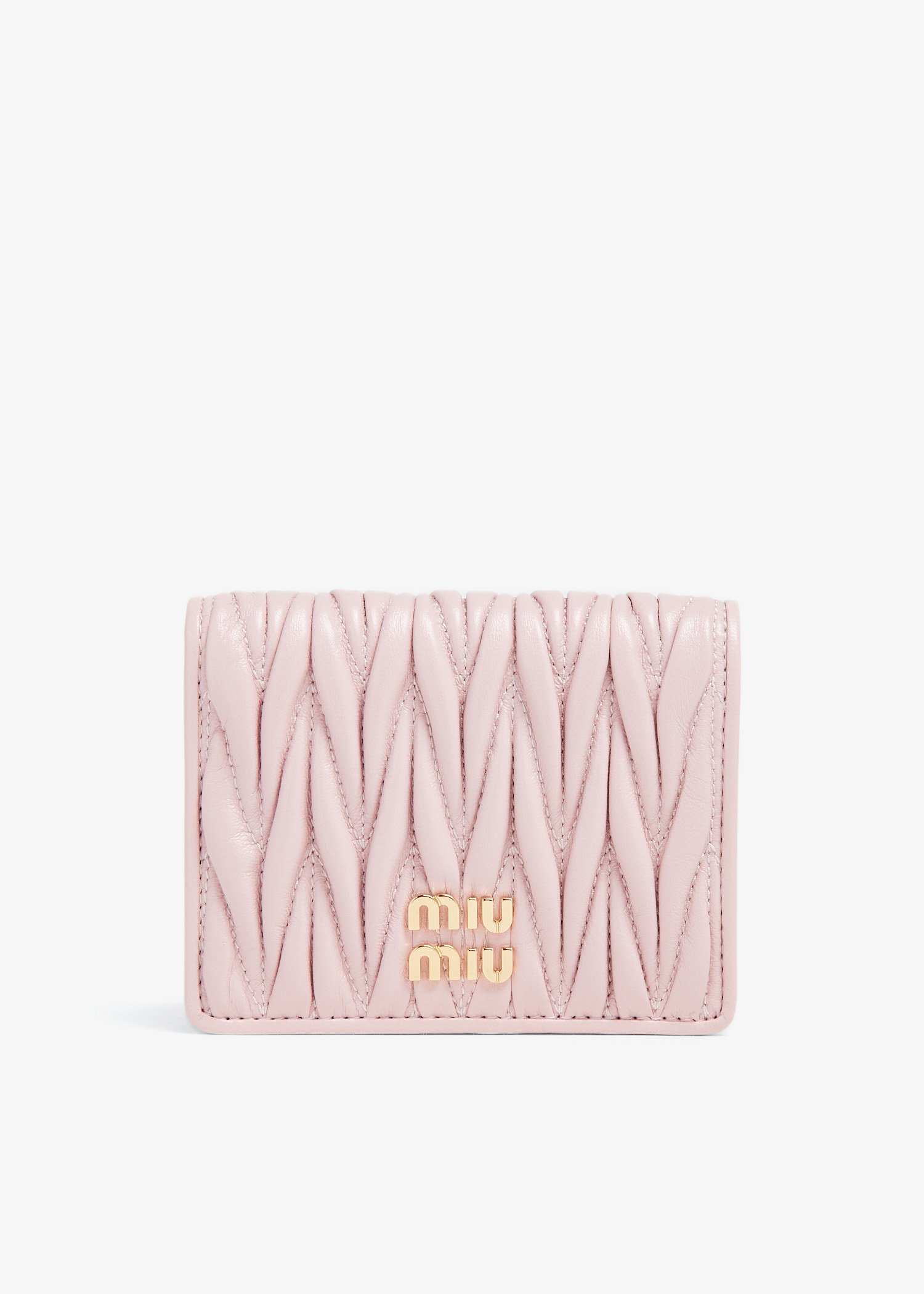 

Matelassé leather small wallet, Pink