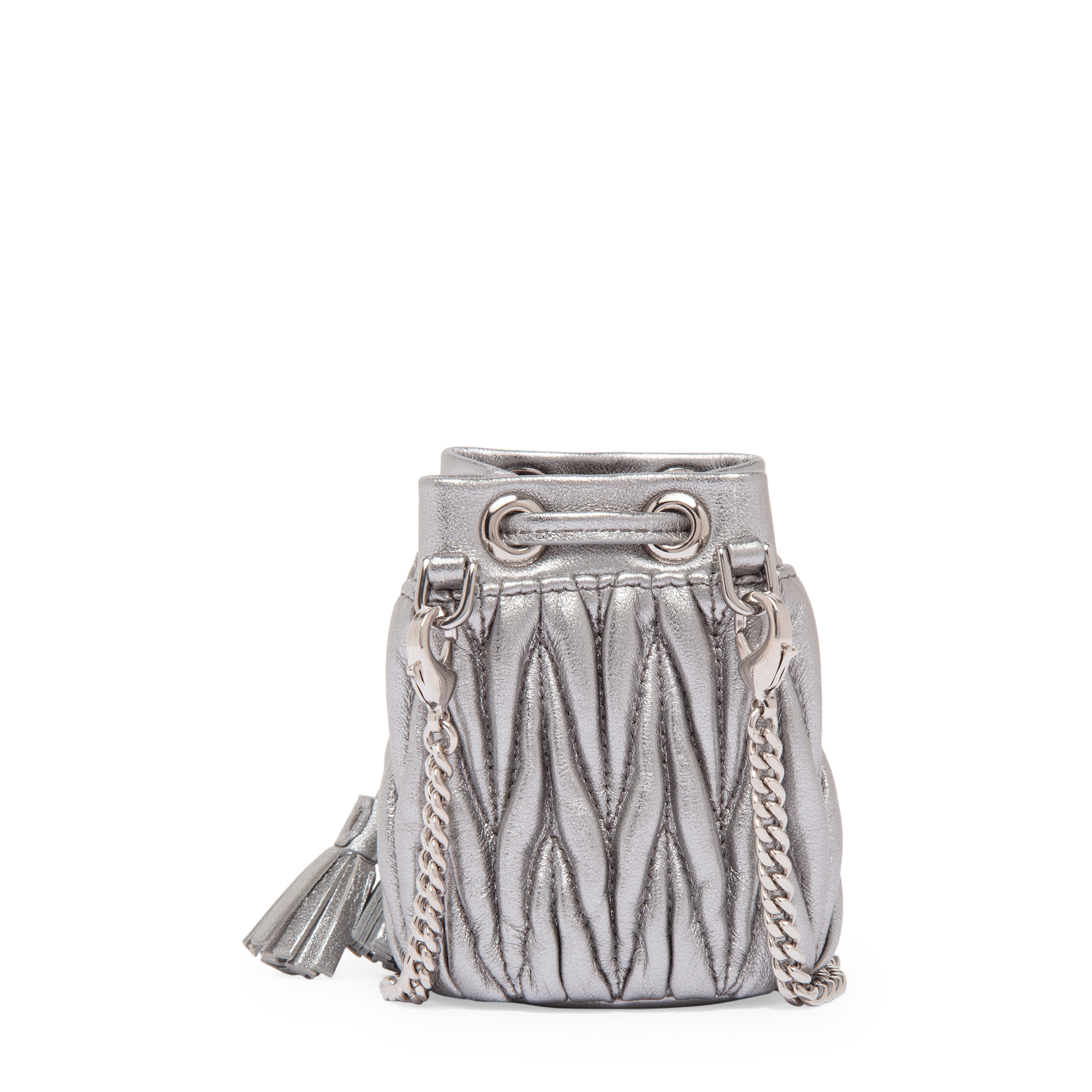 

Matelassé bucket bag, Silver