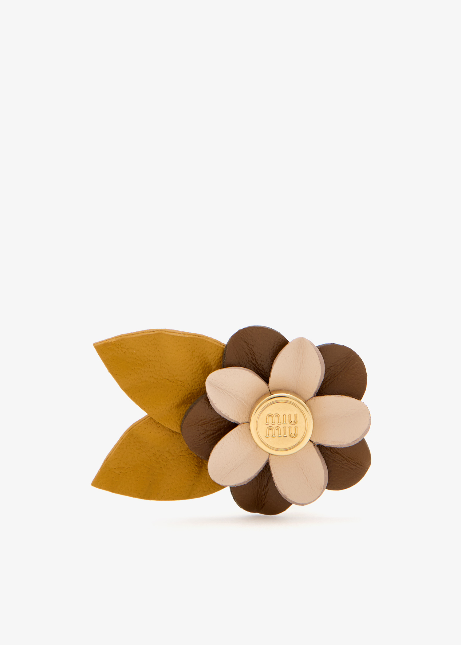 

Leather floral brooch, Brown