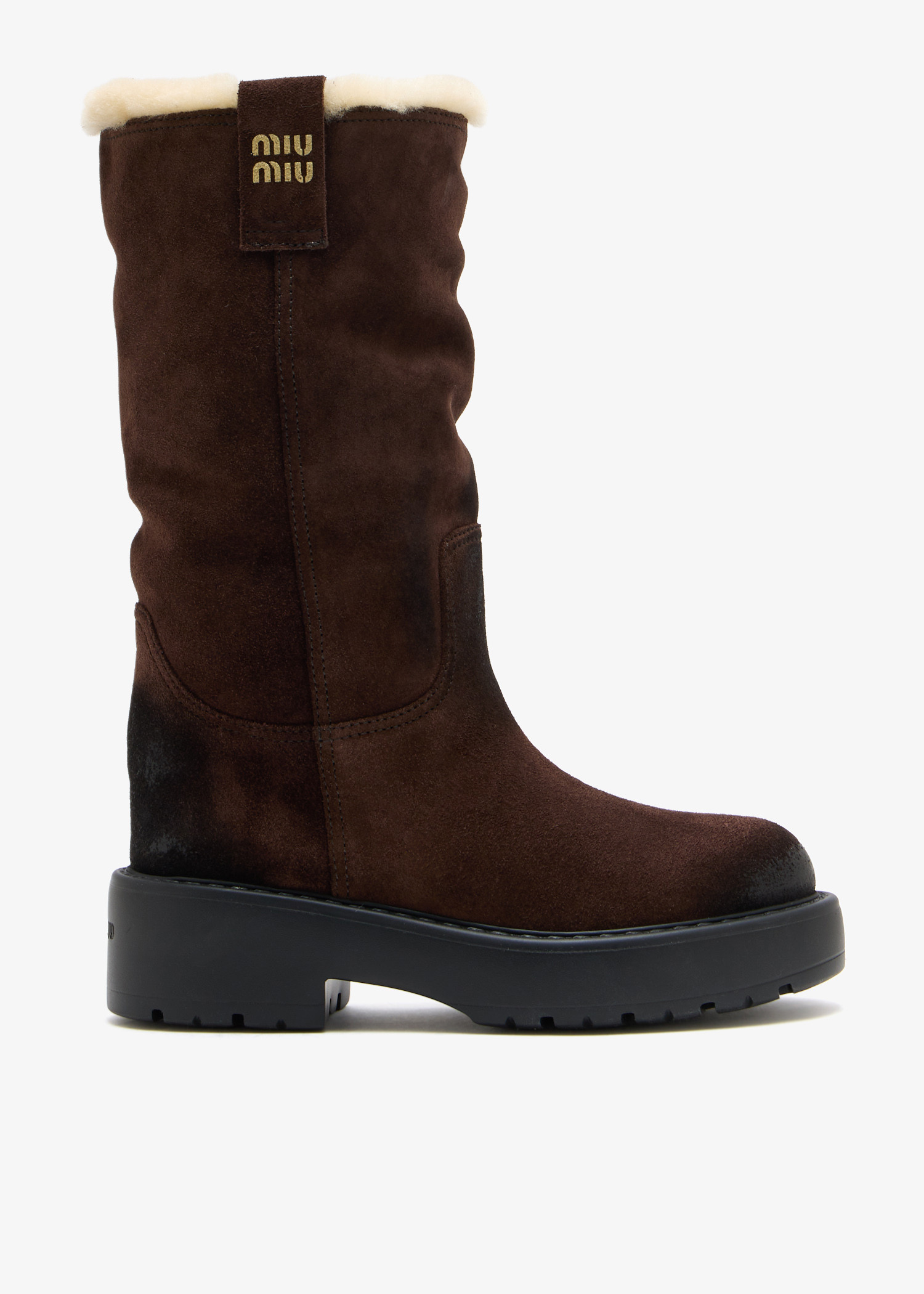 

Suede and shearling boots, Brown