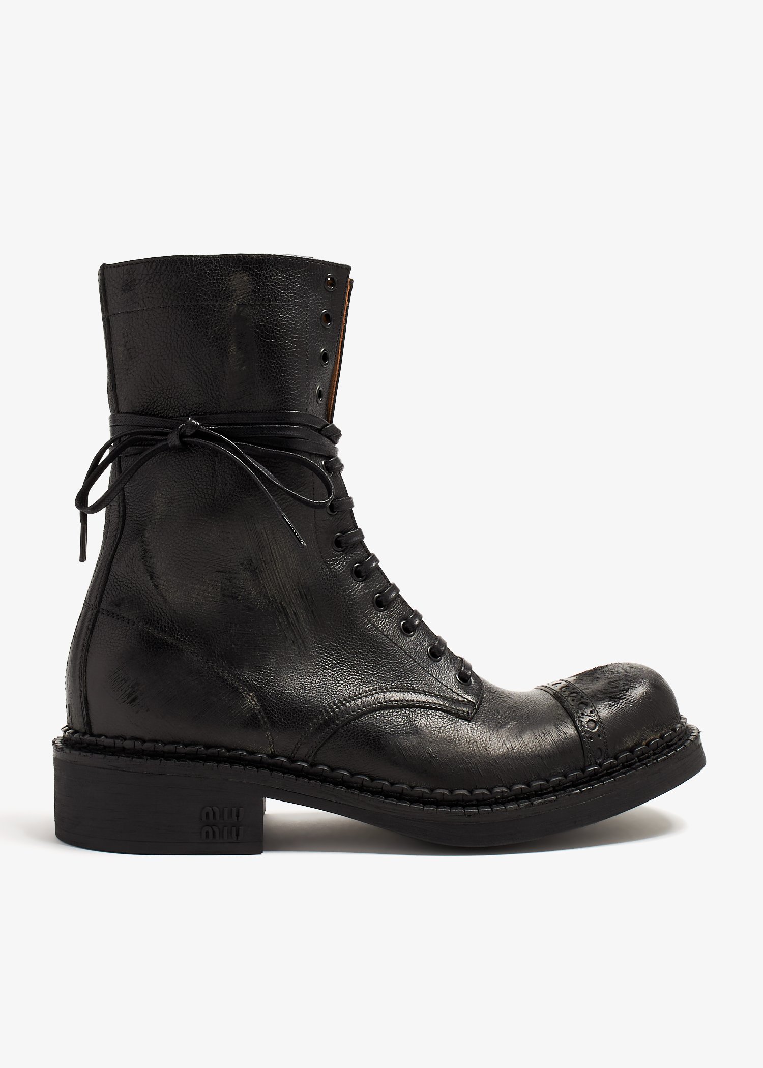 

Leather laced booties, Black