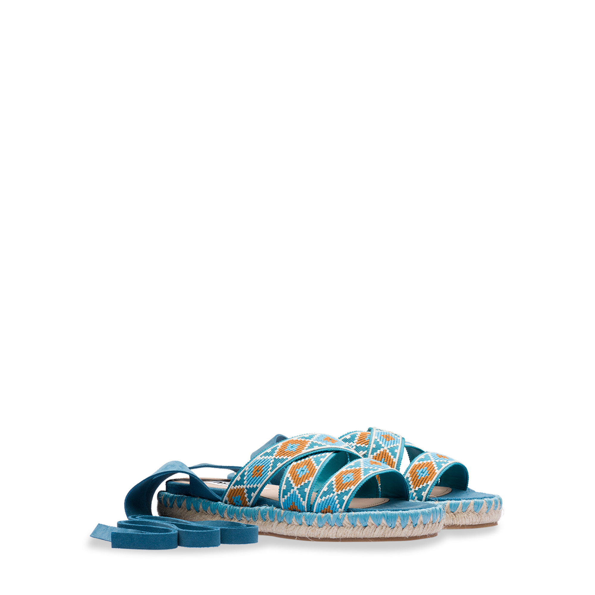 

Artisan woven tape sandals, Blue