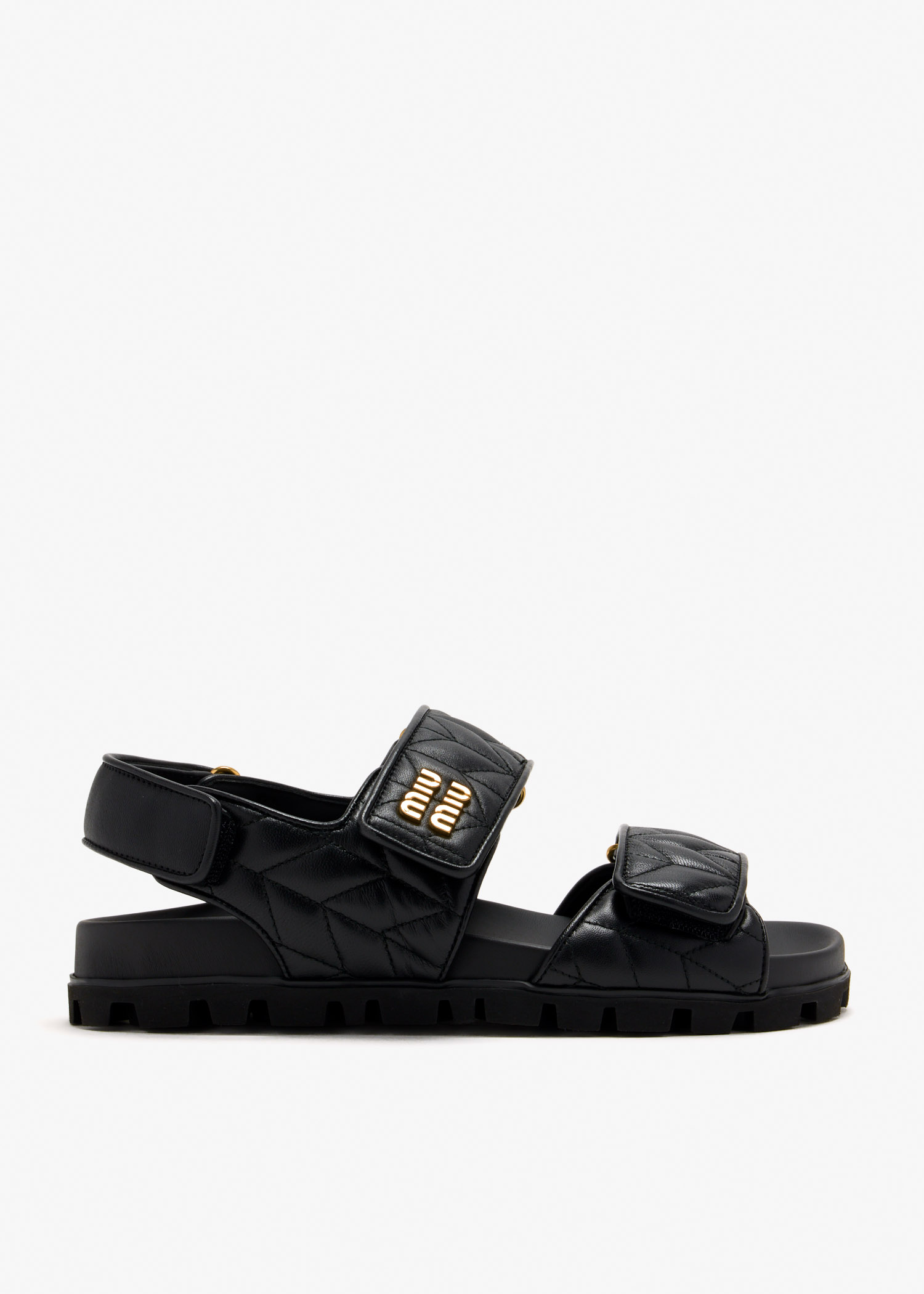 

Sporty matelassé sandals, Black