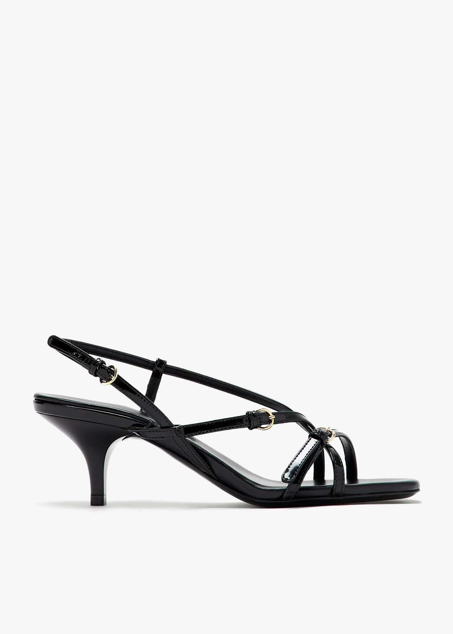 

Patent leather sandals with buckles, Black