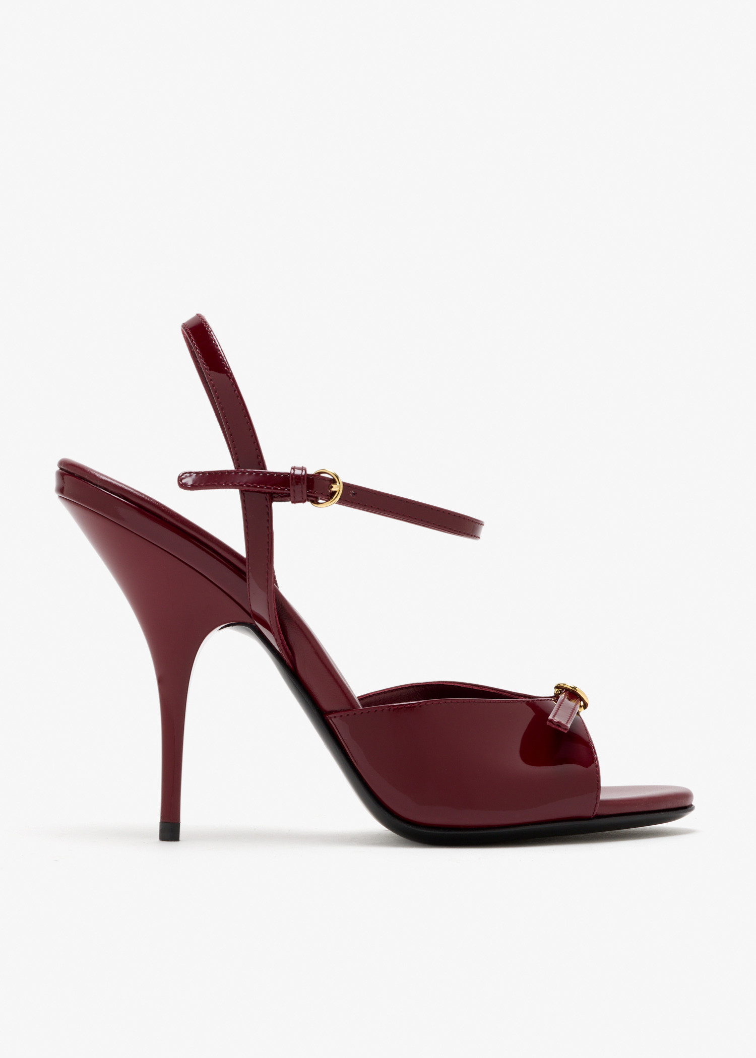 

Patent leather buckle sandals, Burgundy