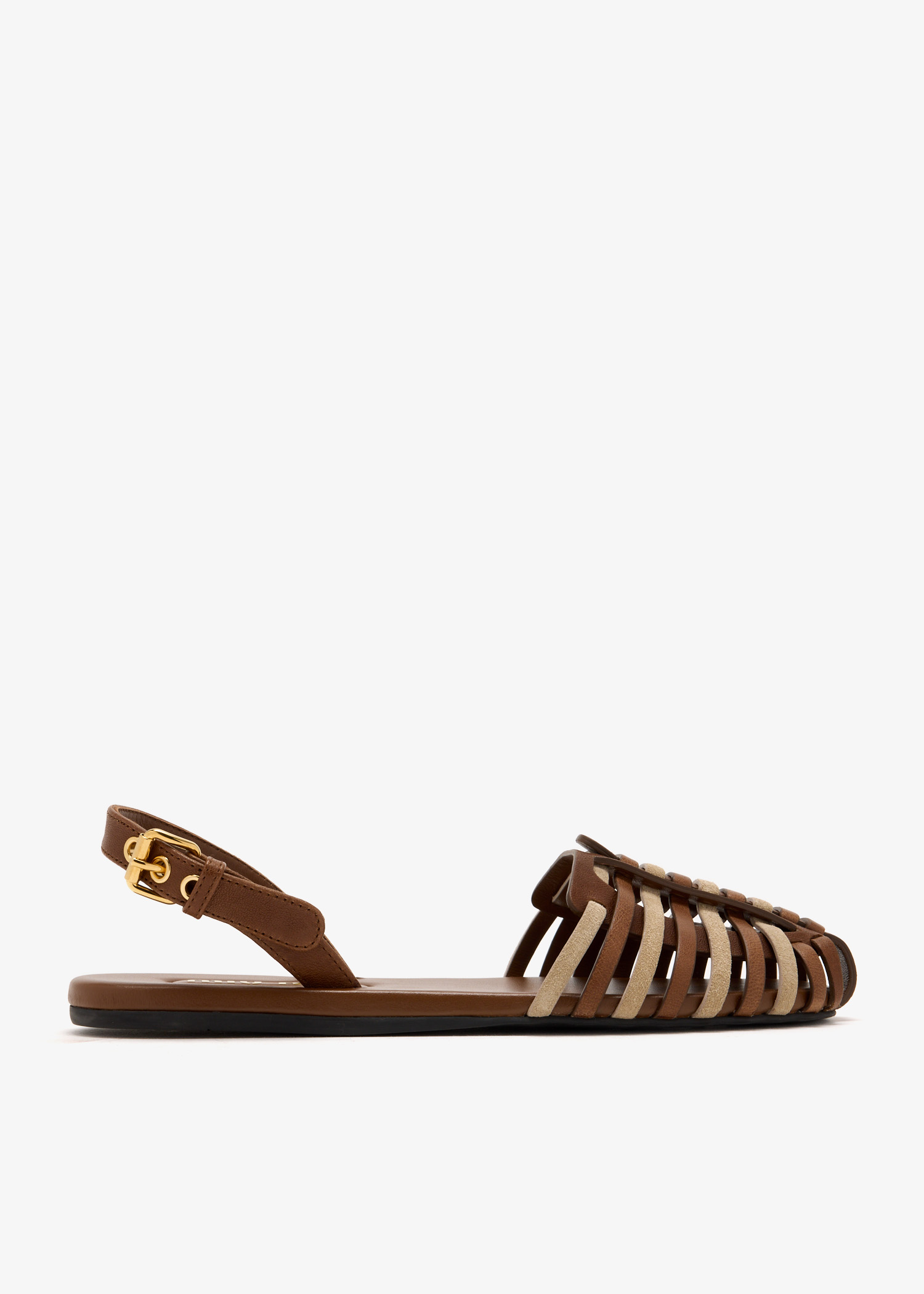 

Nappa and suede leather sandals, Brown