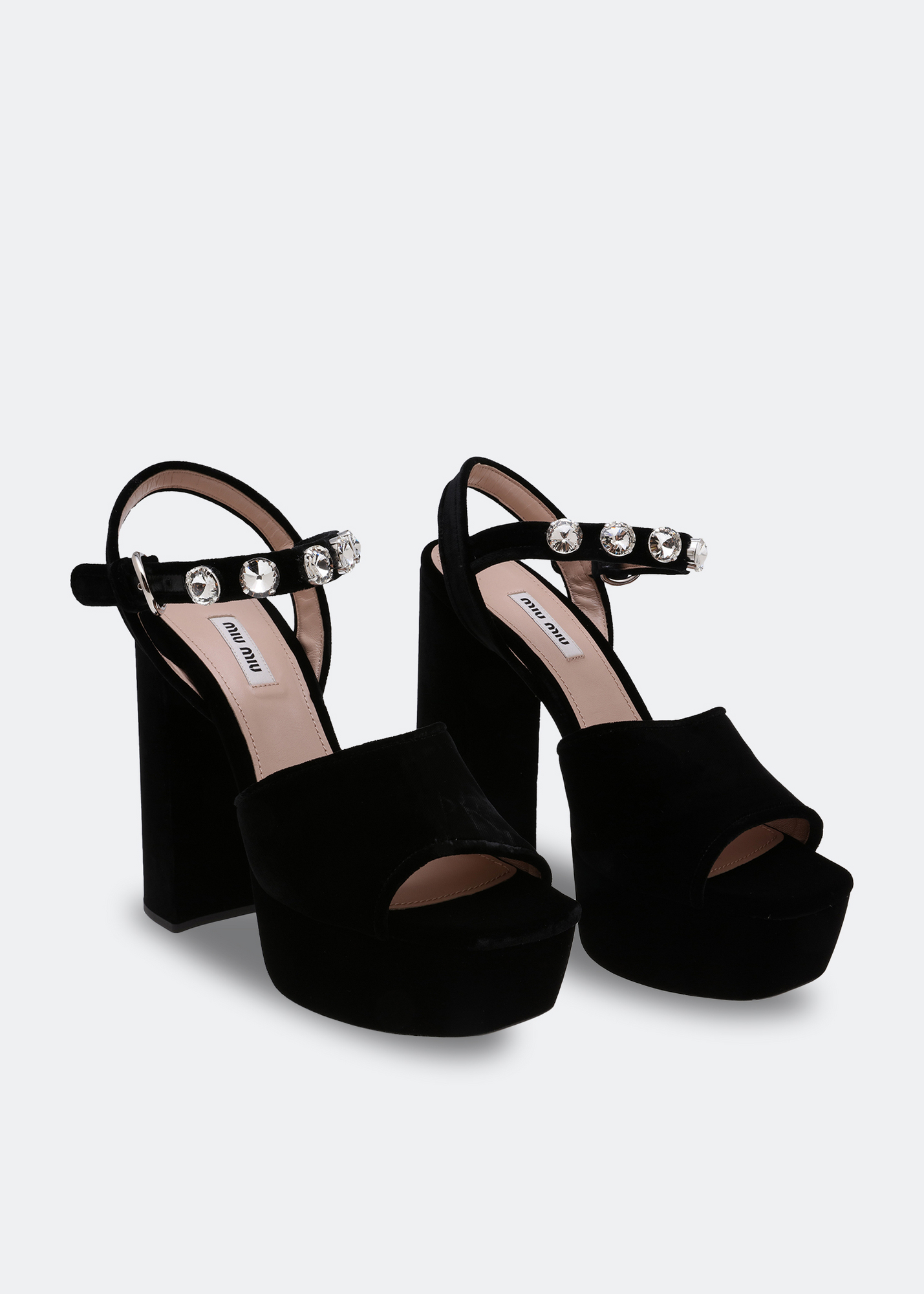 

Velvet platform sandals, Black